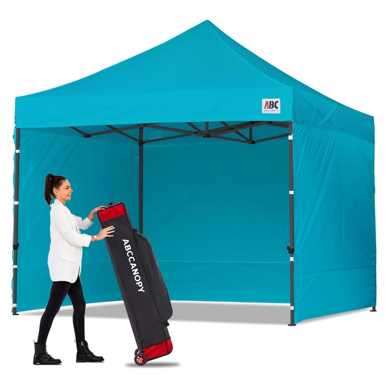 ABCCANOPY Heavy Duty Easy Pop up Canopy Tent with Sidewalls 10x10, Turquoise