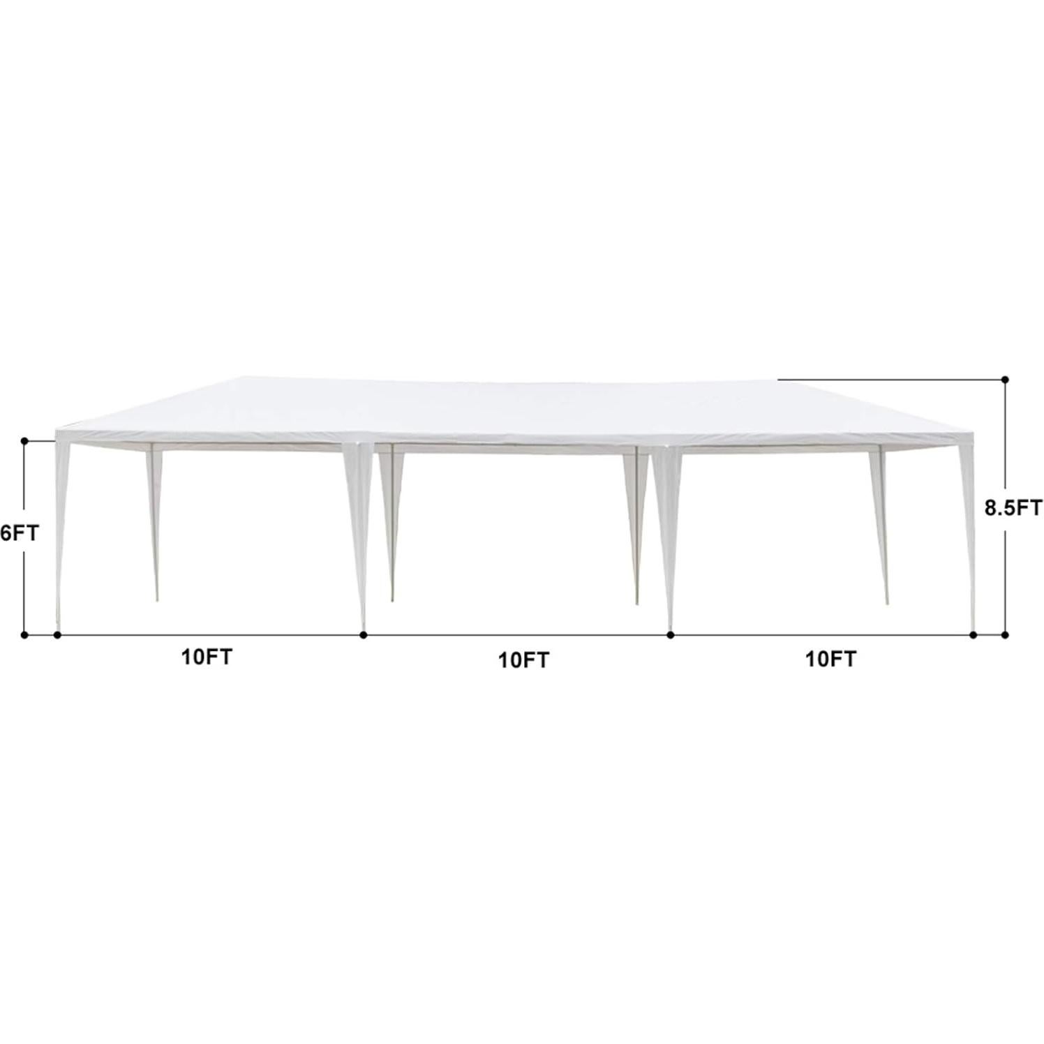Party Tent 10x30 Outdoor Canopy Tents for Parties with 8 Removable Sidewalls Heavy Duty White Wedding Events Tent Patio Gazebo Shelter Perfect for Cater Birthday Graduation Pavilion Beach BBQ