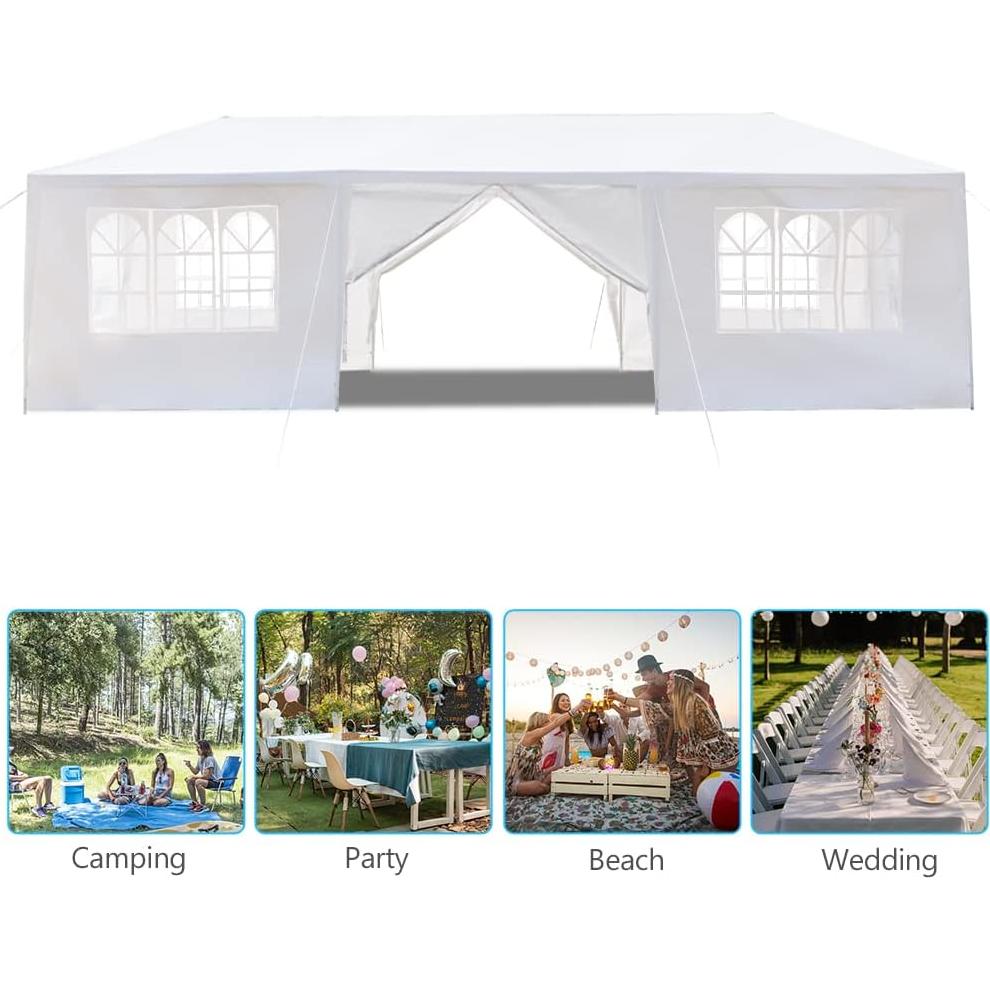 Party Tent 10x30 Outdoor Canopy Tents for Parties with 8 Removable Sidewalls Heavy Duty White Wedding Events Tent Patio Gazebo Shelter Perfect for Cater Birthday Graduation Pavilion Beach BBQ