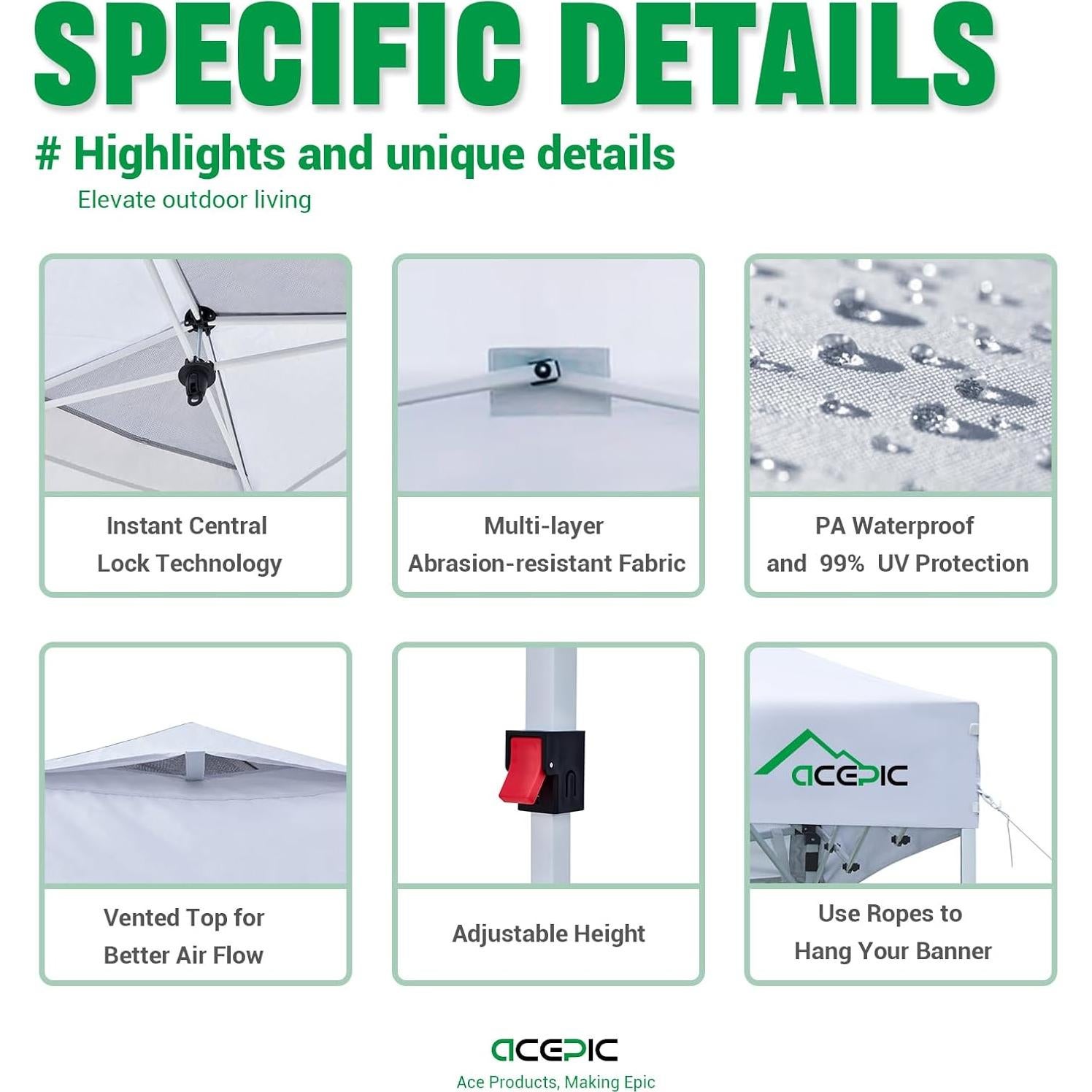 10x10 Pop Up Canopy Tent with Sidewall and 6 Pockets,1-Person Setup Pop Up Canopy Tent with 1-Button Push and Wheel Carry Bag, Bonus 8 Stakes and 4 Upgraded Heavy Duty Canopy Weights