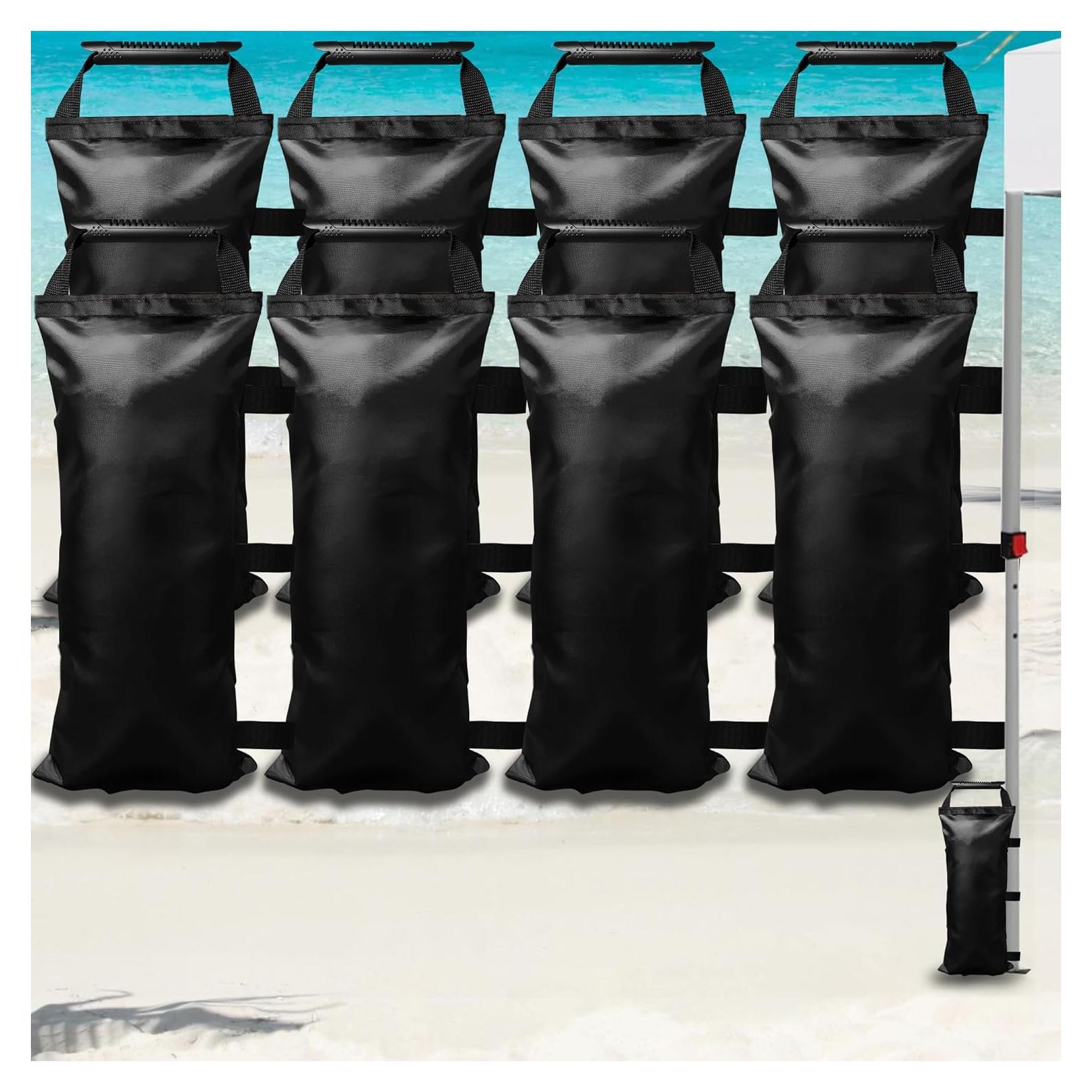 8 Pack SANWAY Sand Bags for Canopy Weights (No Sand)-Sand Bags for Weight - Sandbags for Canopy Tent- Canopy Weights for Canopy Tent Legs - Canopy Weights with Handles, Black