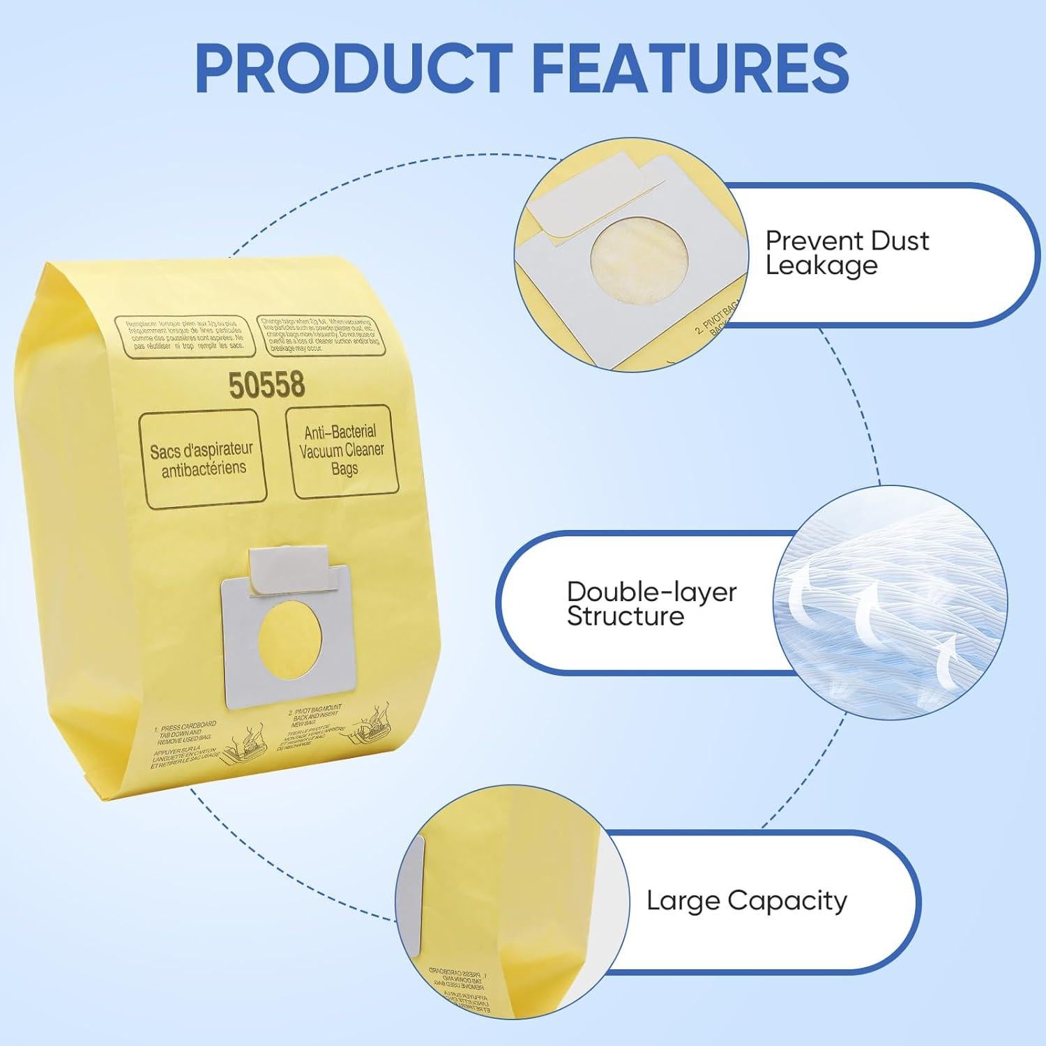 20 Bolsas de Vacío BIHARNT Tipo C/Q para Aspiradoras Kenmore