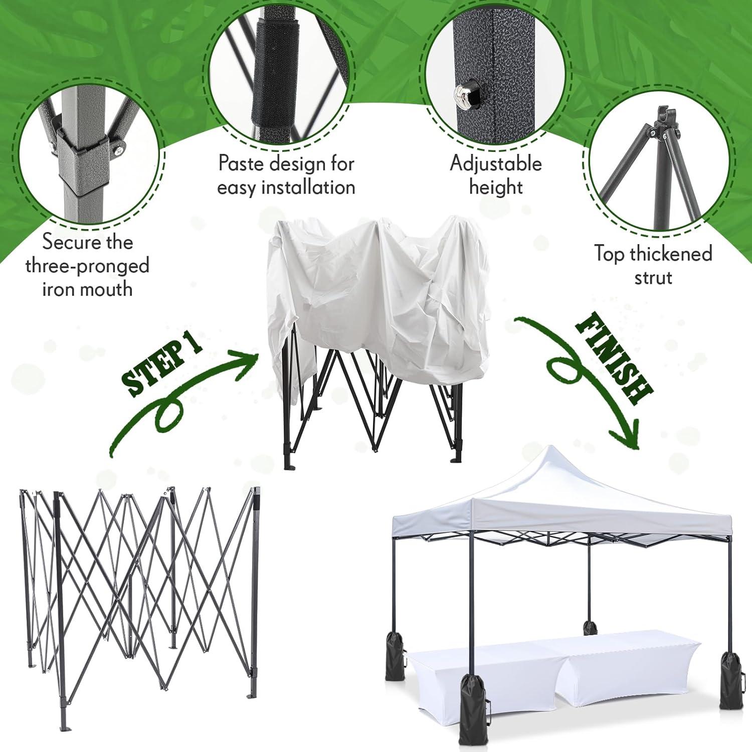 Carpa de Dosel 10x10ft Yoojahow + 2 Mesas Plegables + Fundas