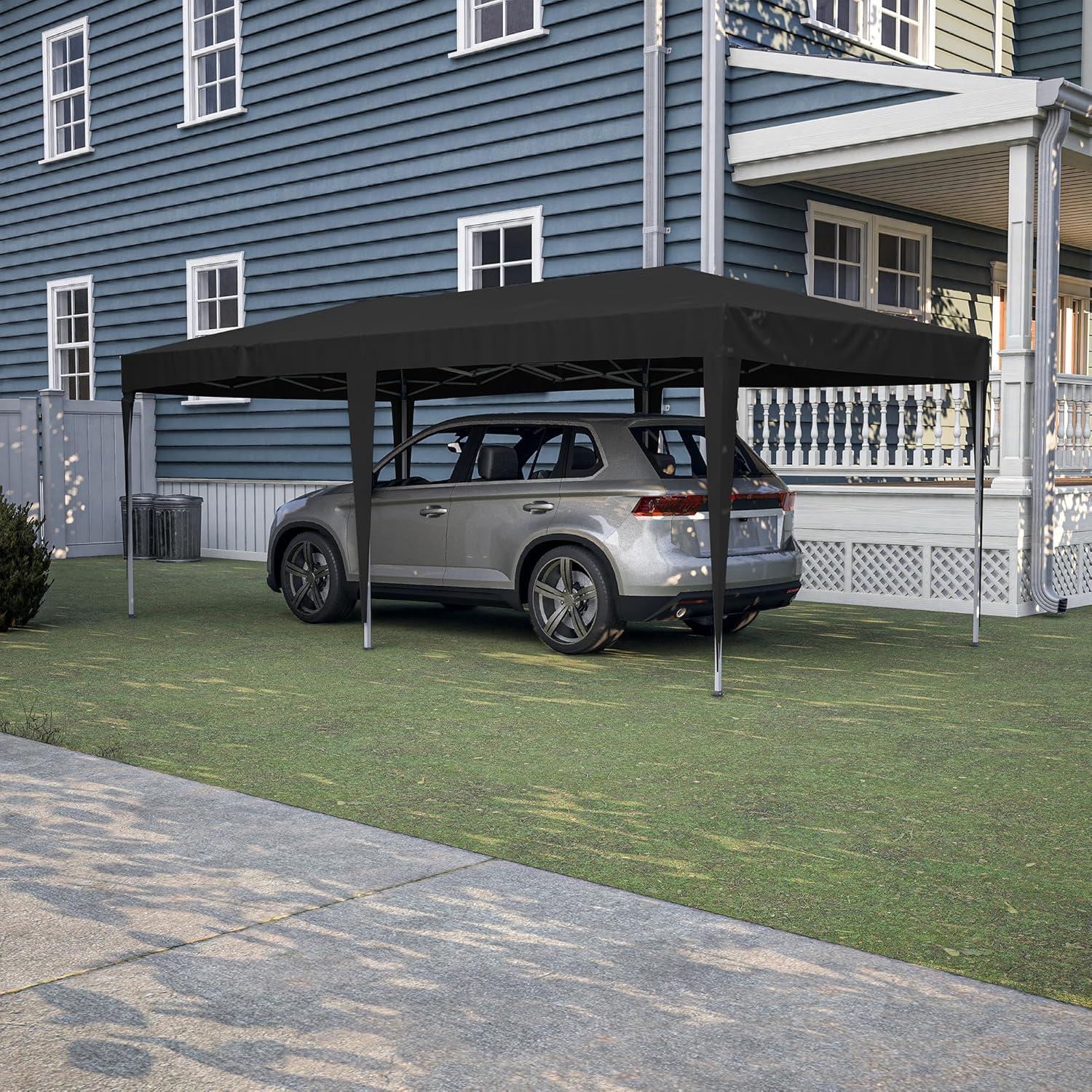 10'x20' Pop Up Canopy with 6 Removable Sidewalls,Outdoor Portable Gazebo with Carry Bag,Party Event Tent for Wedding,Patio,Camping,Black