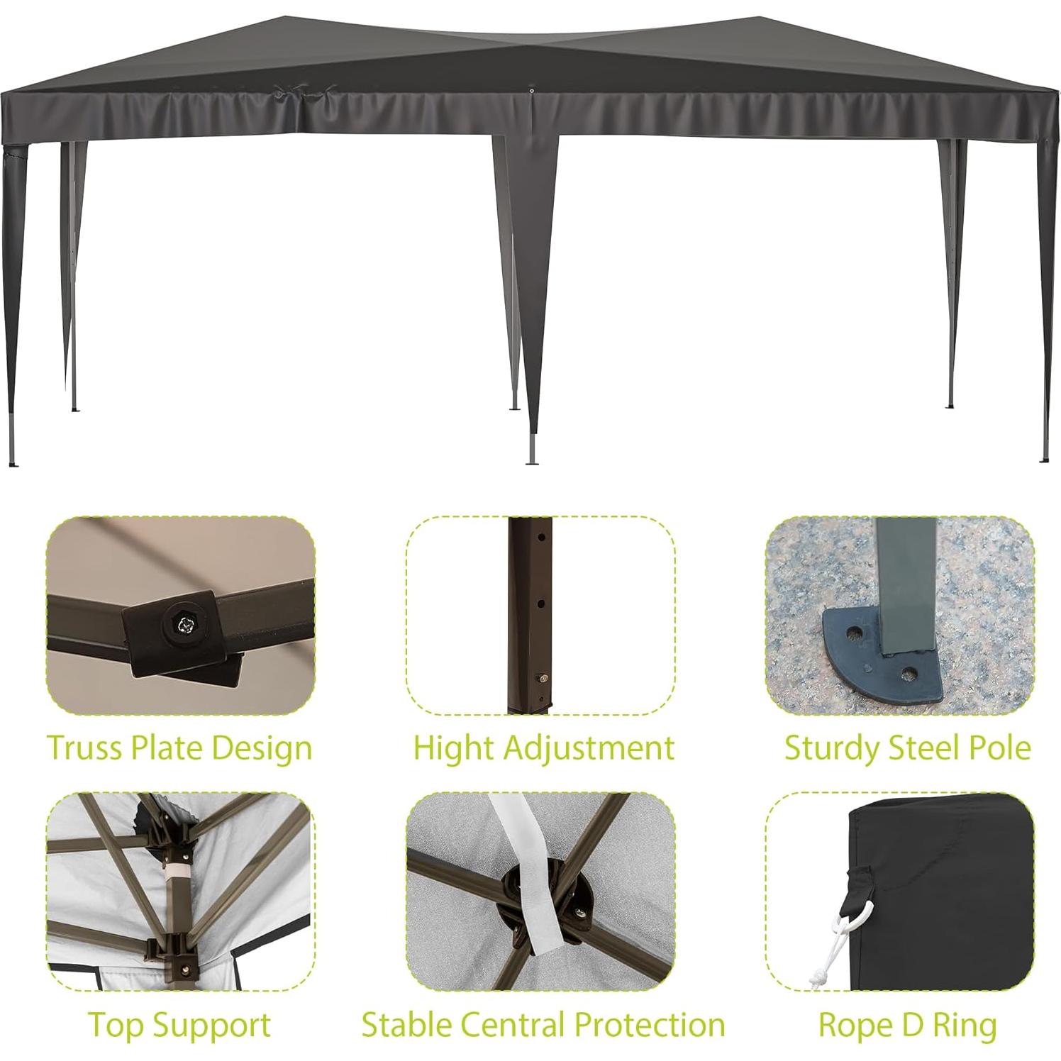 10'x20' Pop Up Canopy with 6 Removable Sidewalls,Outdoor Portable Gazebo with Carry Bag,Party Event Tent for Wedding,Patio,Camping,Black
