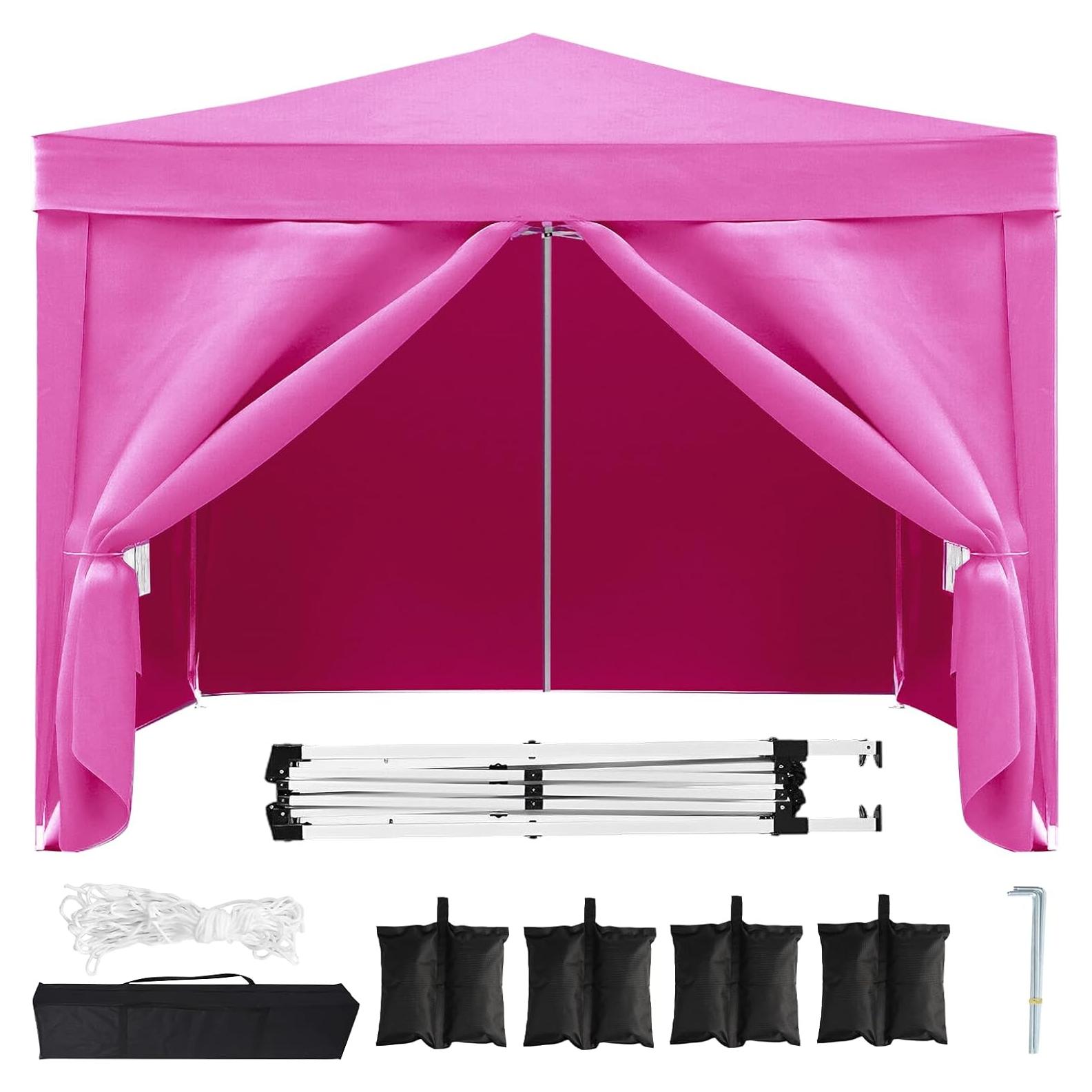 Carpa Plegable DOINUO 10x10 Rosa Impermeable con 4 Paredes