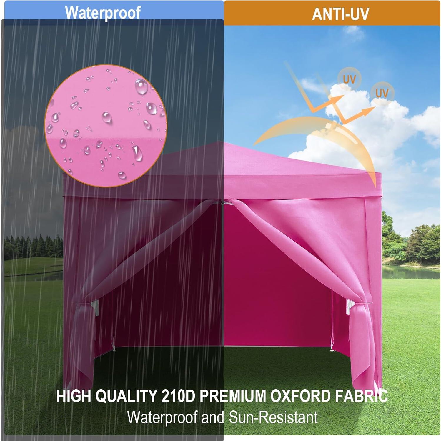 Carpa Plegable DOINUO 10x10 Rosa Impermeable con 4 Paredes