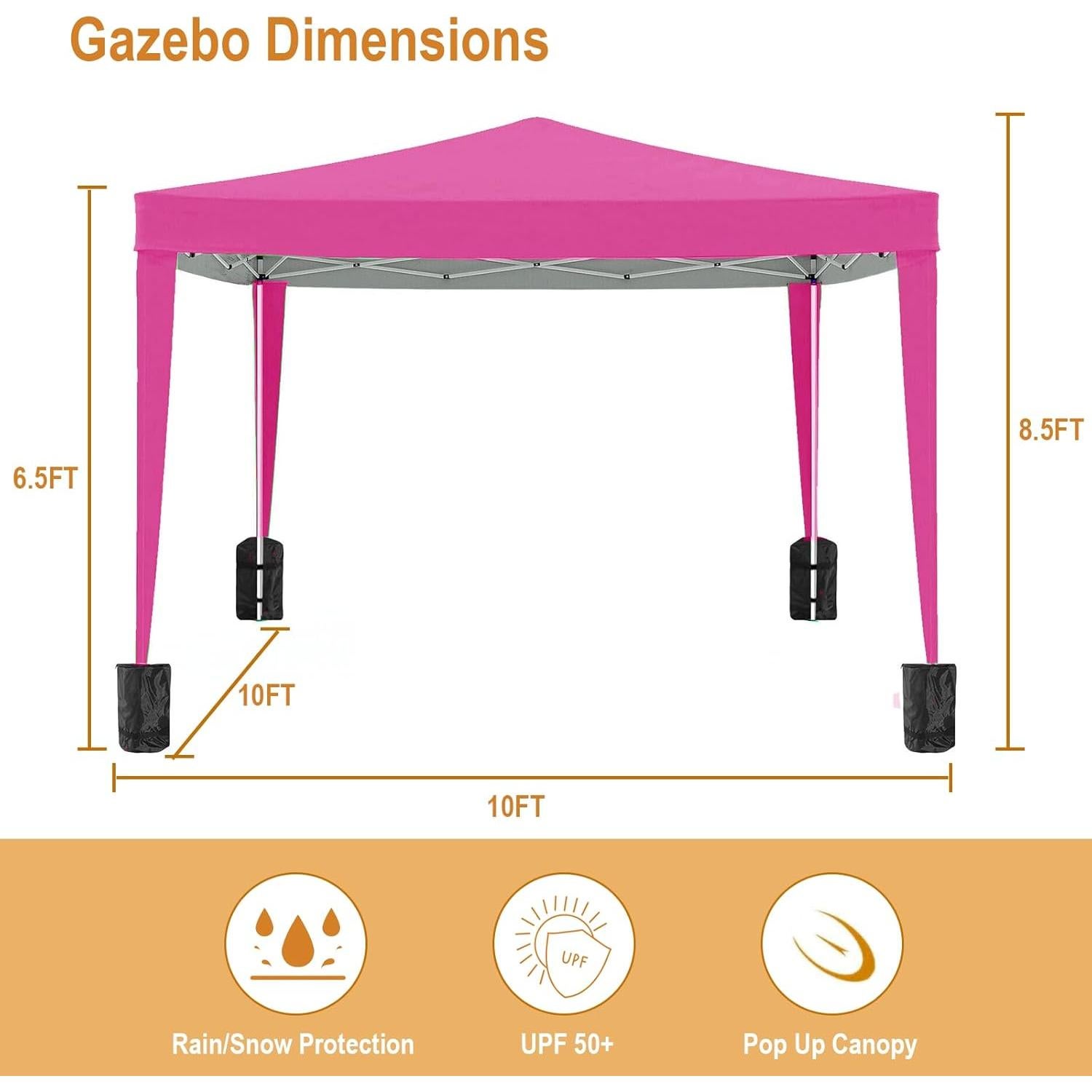 Carpa Plegable DOINUO 10x10 Rosa Impermeable con 4 Paredes