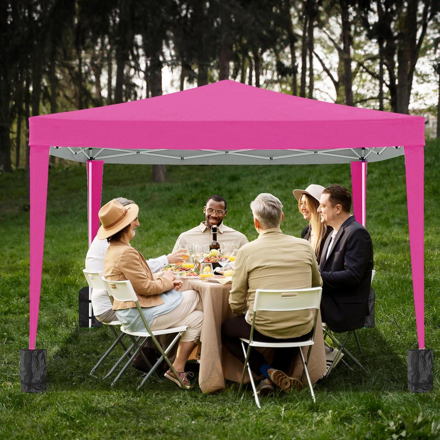 Carpa Plegable DOINUO 10x10 Rosa Impermeable con 4 Paredes