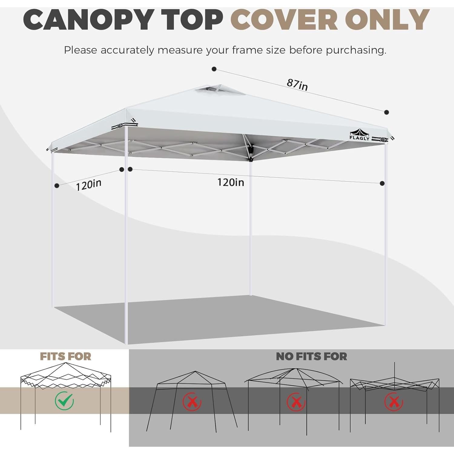 Cubierta de Techo de Carpa FLAGLY 3.05x3.05m Impermeable UV