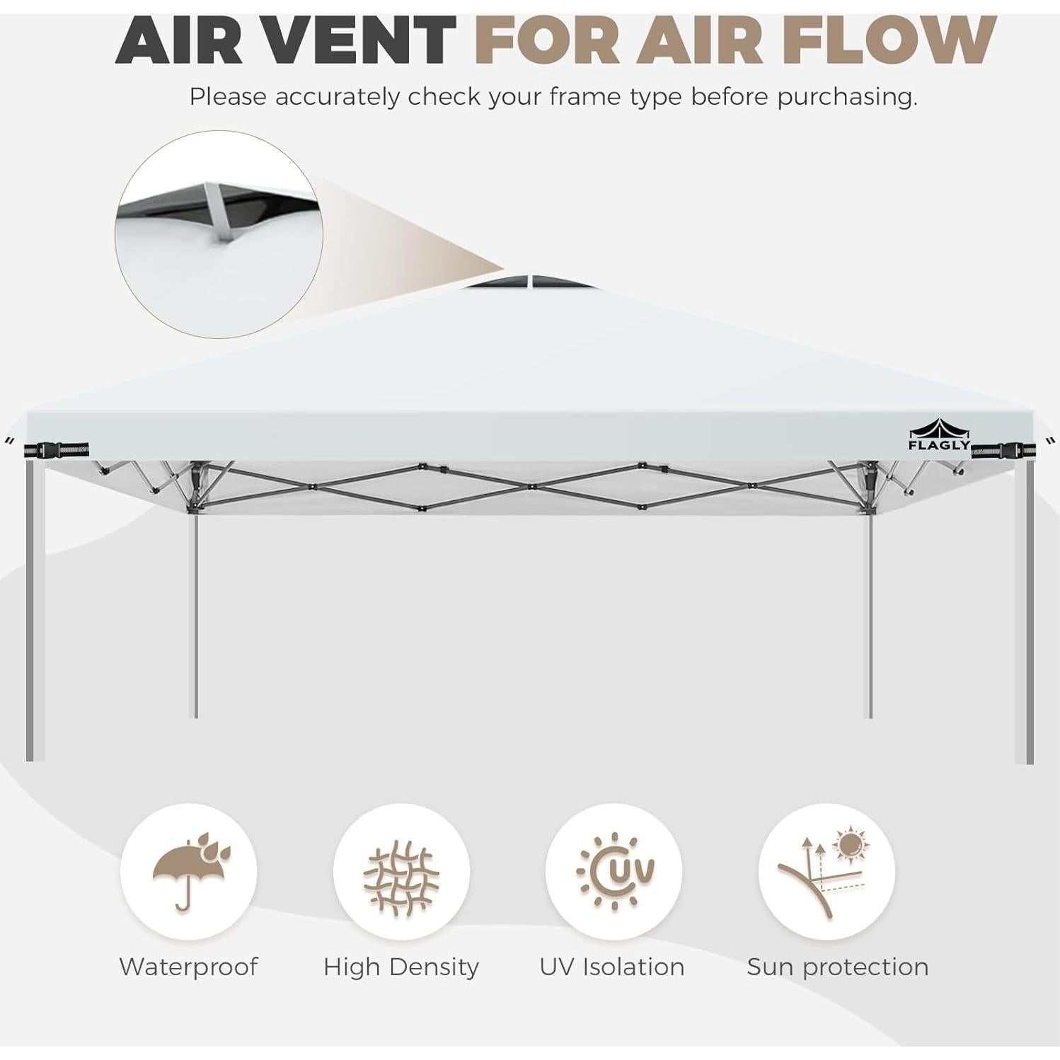 Cubierta de Techo de Carpa FLAGLY 3.05x3.05m Impermeable UV
