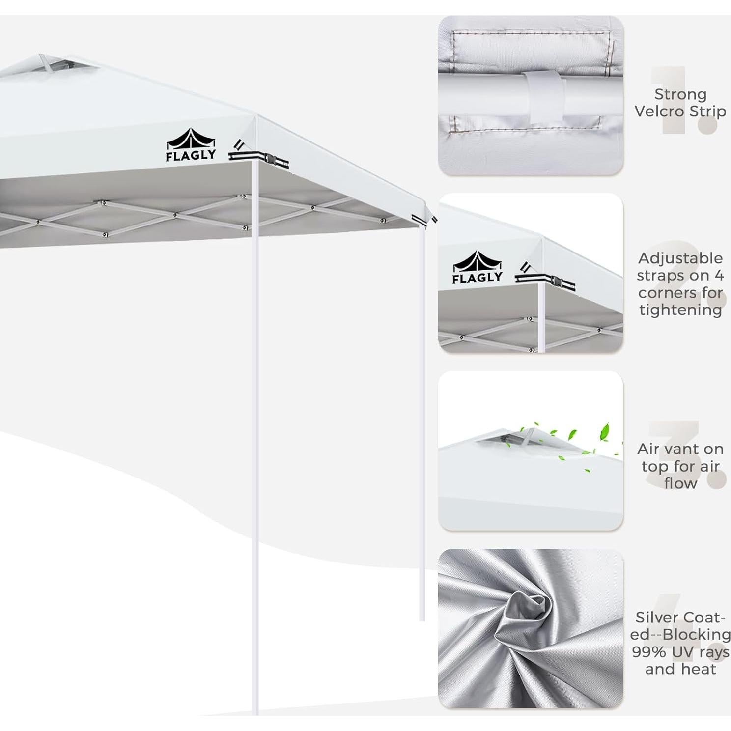 Cubierta de Techo de Carpa FLAGLY 3.05x3.05m Impermeable UV