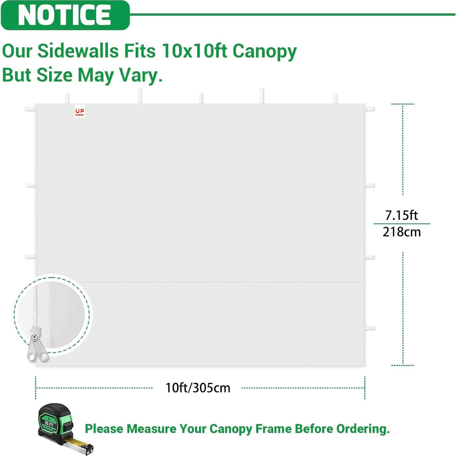 Paredes Laterales para Toldo Acepic 10x10 Blanco Impermeables