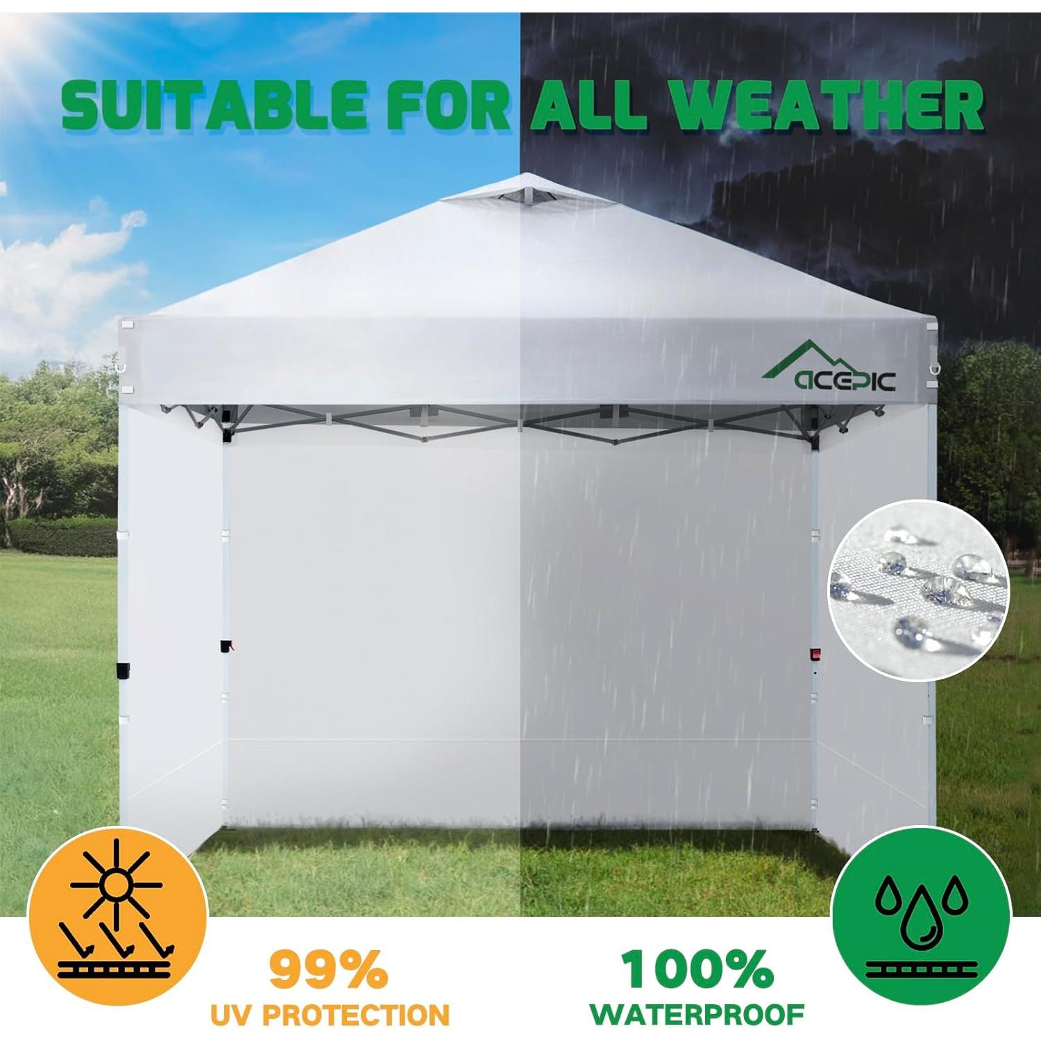 Paredes Laterales para Toldo Acepic 10x10 Blanco Impermeables