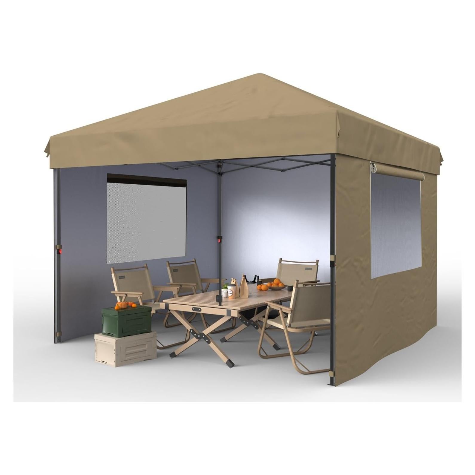 Carpa Pop Up 3x3m GarveeLife Caqui con 3 Paredes Laterales