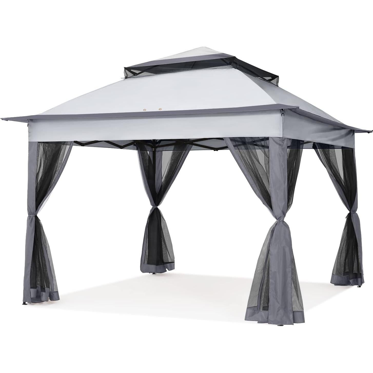 Carpa Plegable COOSHADE 11x11m Gris Oscuro con Mosquitera