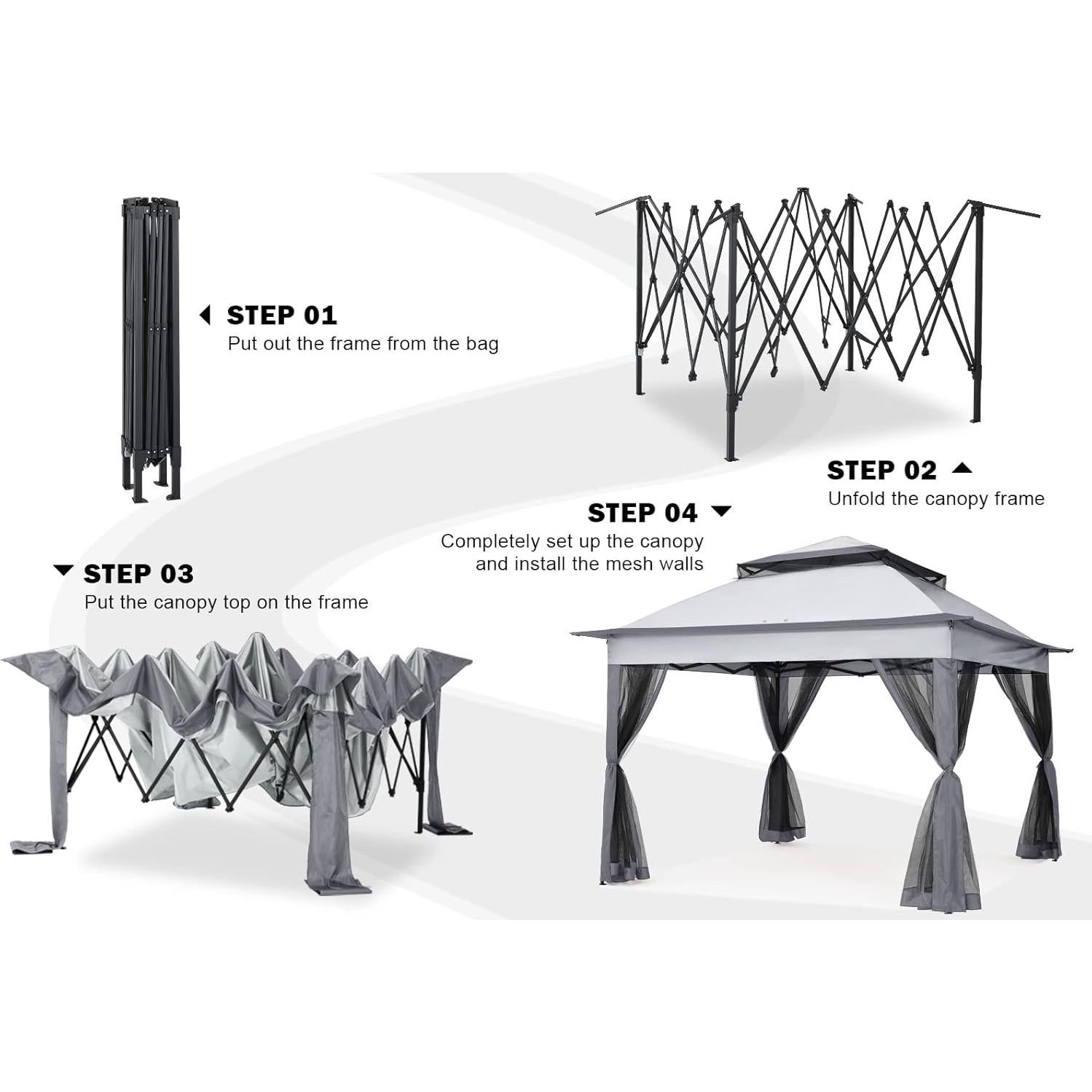 Carpa Plegable COOSHADE 11x11m Gris Oscuro con Mosquitera