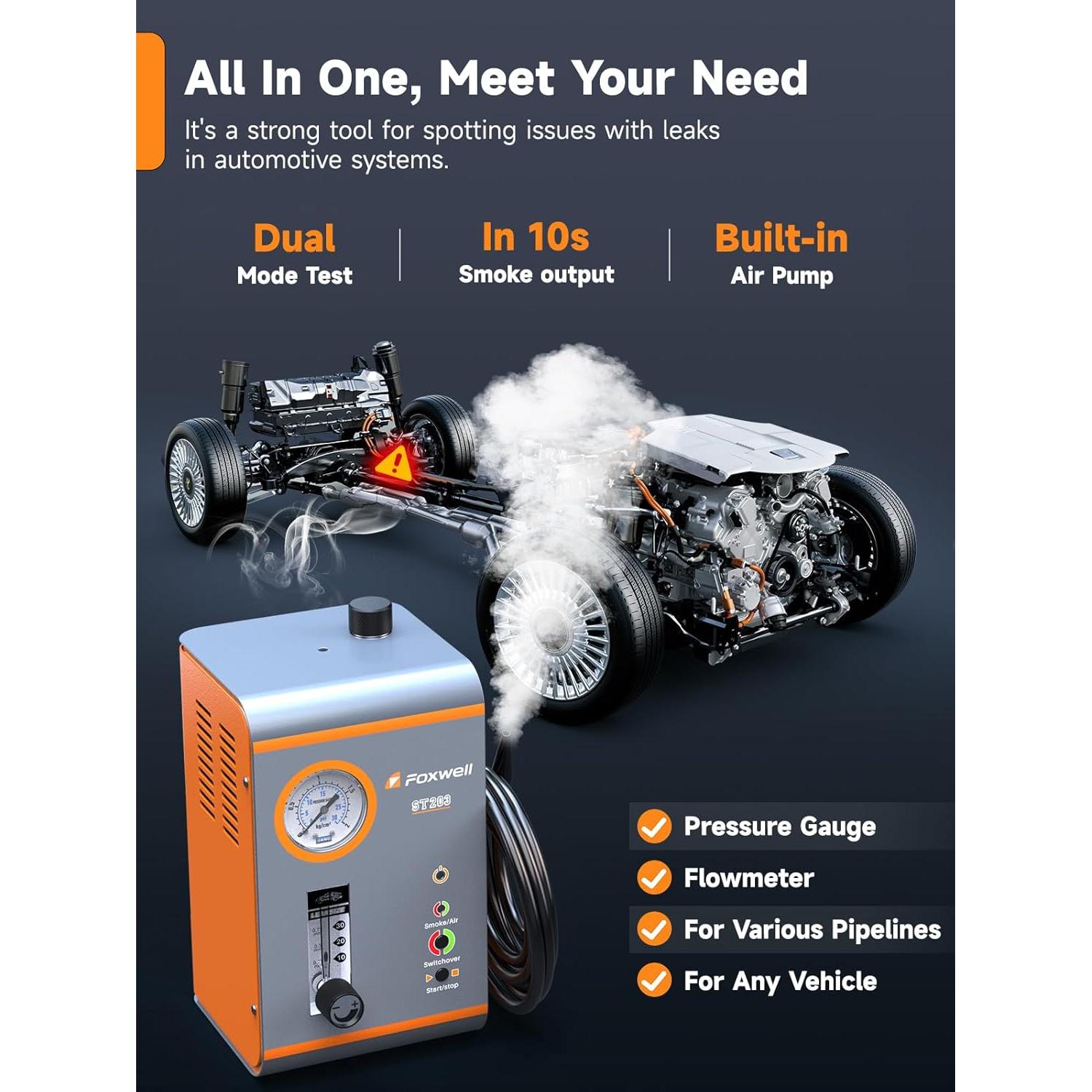 Detector de Fugas de Humo FOXWELL ST203 para Autos 12V