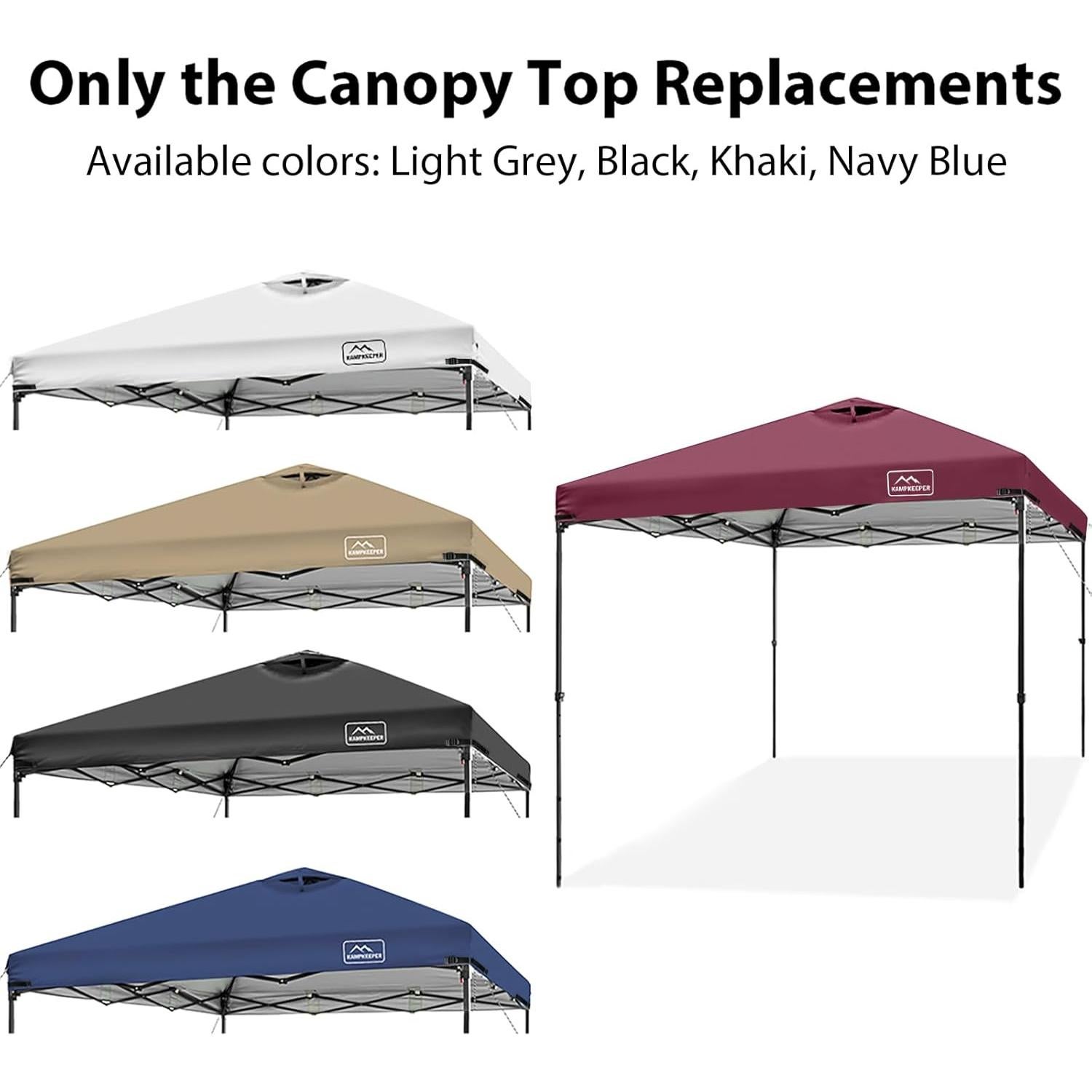 KAMPKEEPER Replacement Top Pop Up Canopy Tent Cover Roof with Air Vent and Adjustable Elastic Strap, Polyester UV Waterproof for Outdoor Garden Patio Sun Shade(Top Only) (Red, 10x10FT)