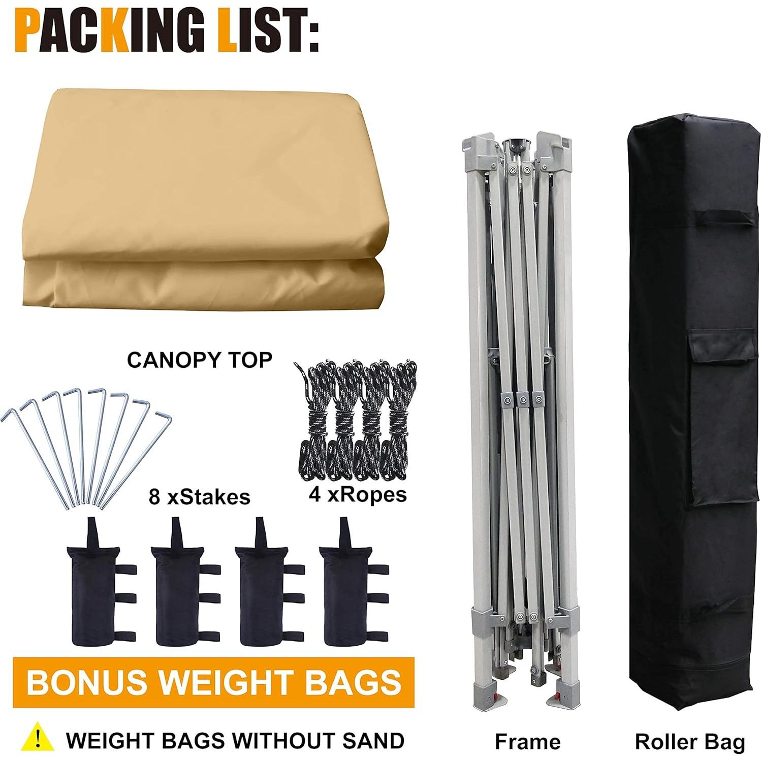 Carpa Plegable COOSHADE 13x13 ft Beige, 169 Pies Cuadrados Sombra