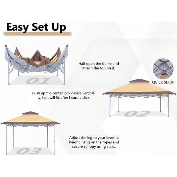 Carpa Plegable COOSHADE 13x13 ft Beige, 169 Pies Cuadrados Sombra