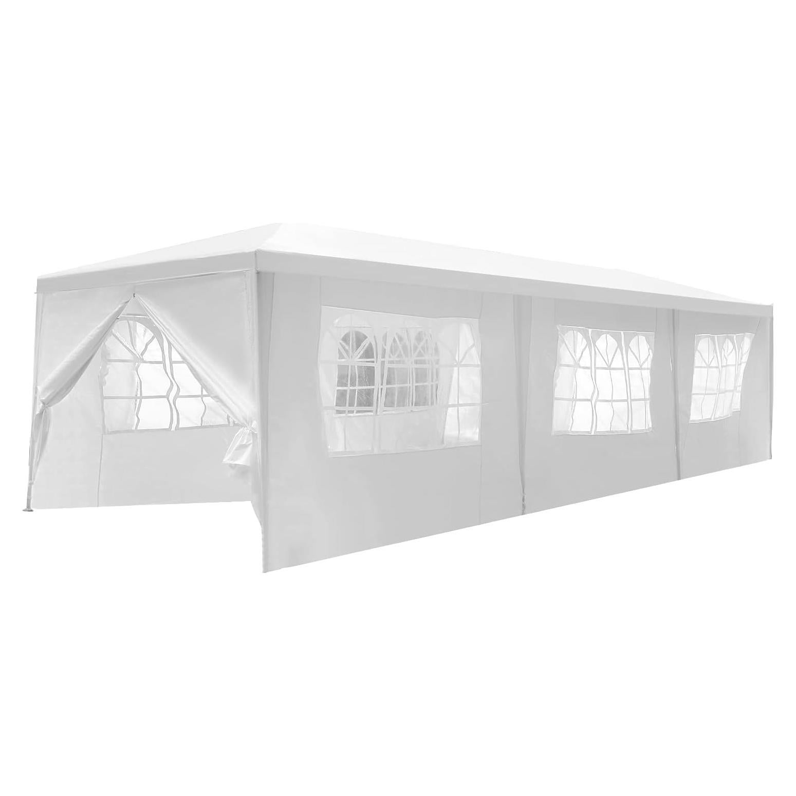Canopy 10'x30' Party Tent Heavy Duty Outdoor Gazebo Wedding Party Tent with 8 Removable Sidewalls Waterproof UV Resistant for Wedding Camping Shelter BBQ,White