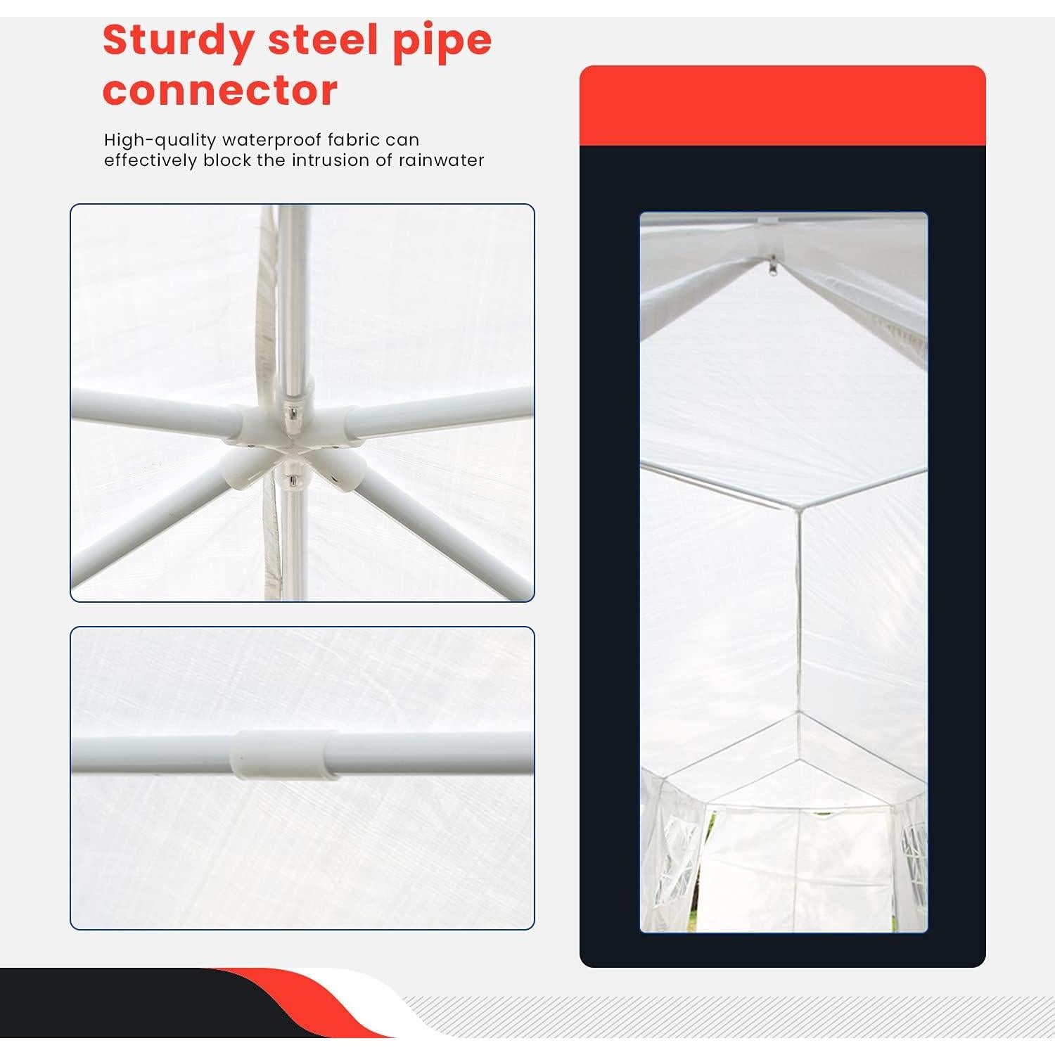 Canopy 10'x30' Party Tent Heavy Duty Outdoor Gazebo Wedding Party Tent with 8 Removable Sidewalls Waterproof UV Resistant for Wedding Camping Shelter BBQ,White