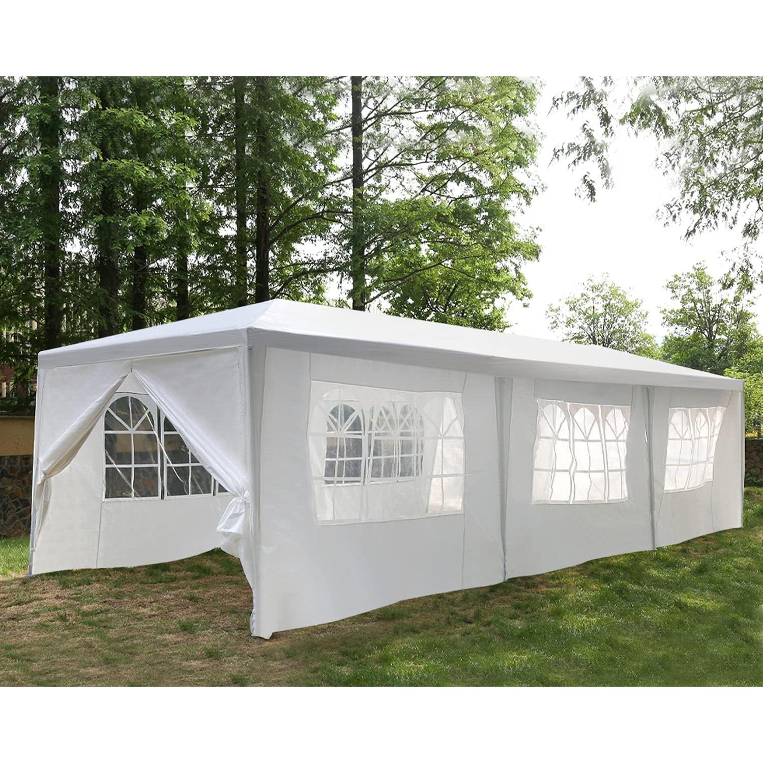 Canopy 10'x30' Party Tent Heavy Duty Outdoor Gazebo Wedding Party Tent with 8 Removable Sidewalls Waterproof UV Resistant for Wedding Camping Shelter BBQ,White