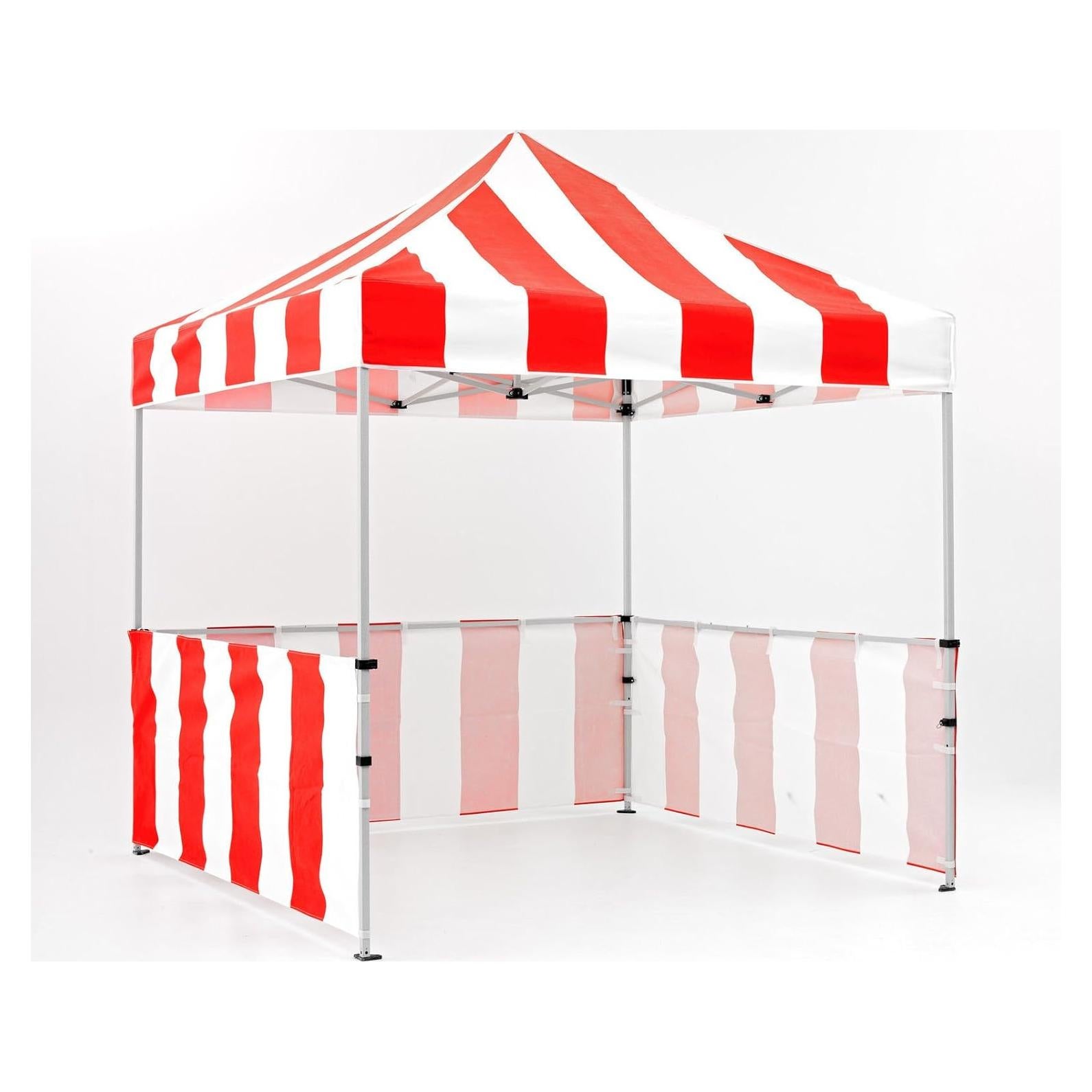 Impact Canopy 8' x 8' Pop-Up Canopy Tent, Carnival Tent Kit with Powder-Coated Steel Frame, Sidewall, and Half Walls, Red/White Stripe