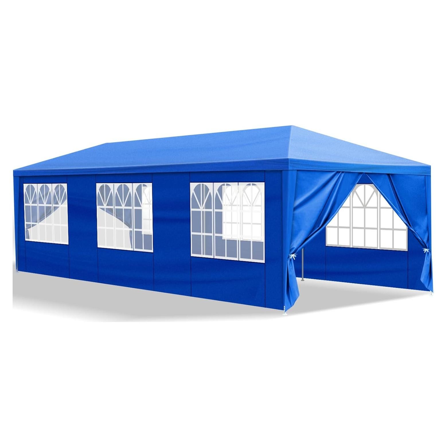 10x30 Outdoor Blue Party Tent with 8 Removable Sidewalls & 5 Transparent Windows Outside Gazebo Canopy Tent Event Tent for Wedding, Birthday, Garden Parties and Backyard Patio BBQ Events