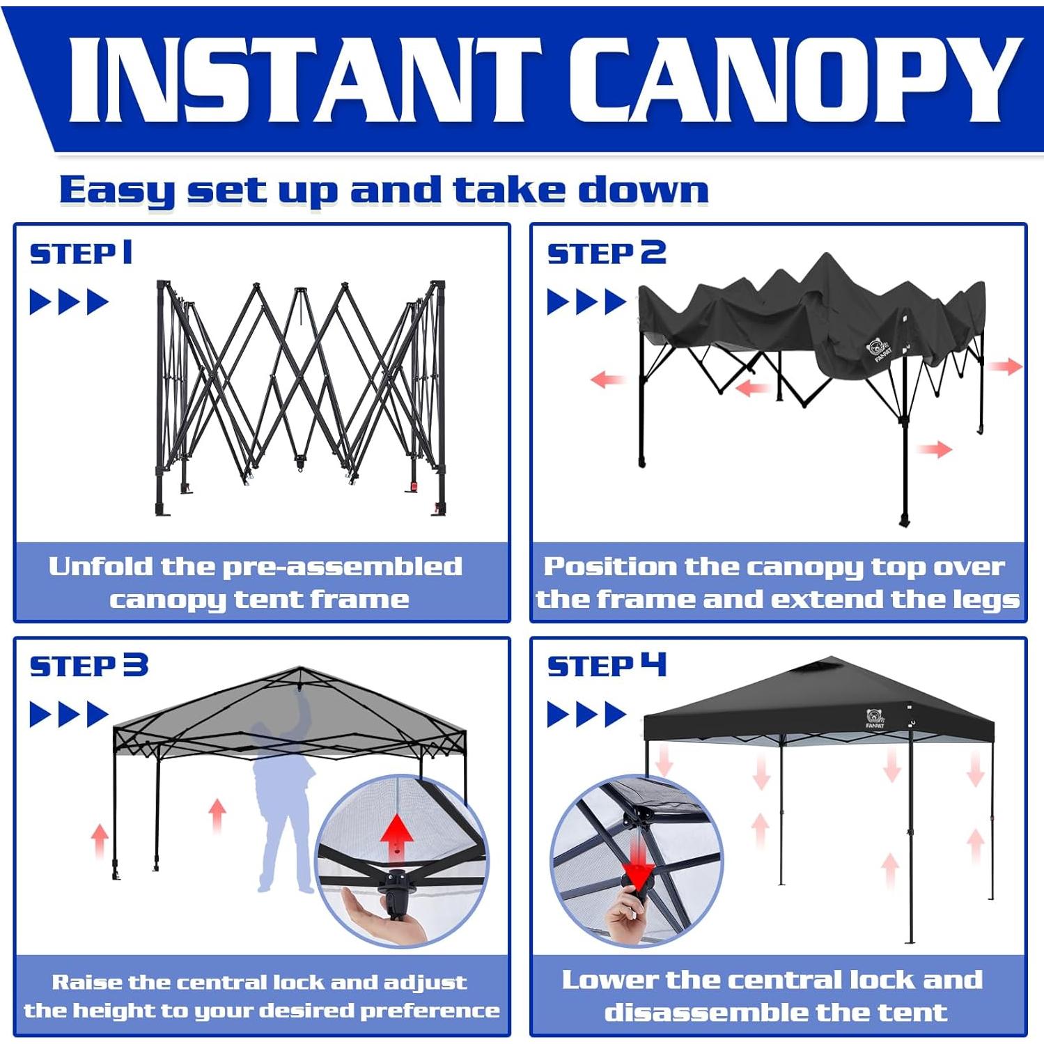 Carpa Plegable 3x3m FANPAT Blanca Impermeable UV 50+