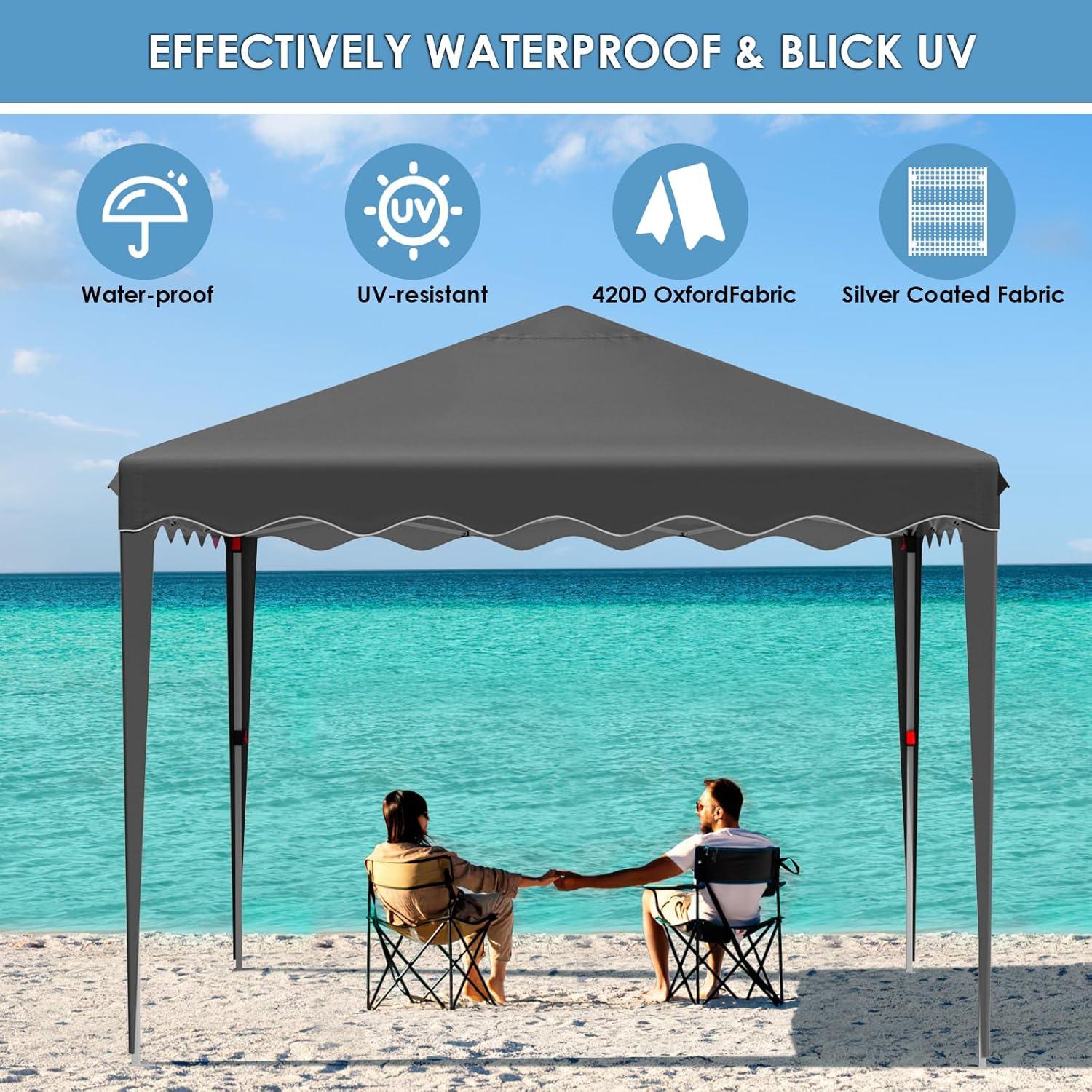 Arlopu 10x10FT Pop Up Canopy, Ez Up Commercial Instant Canopy Tent, Outdoor Portable Gazebo with 4 Sidewalls, 600D Cloth Wheeled Bag, Party Canopies Market Event Tent, for Wedding/Patio (Black)