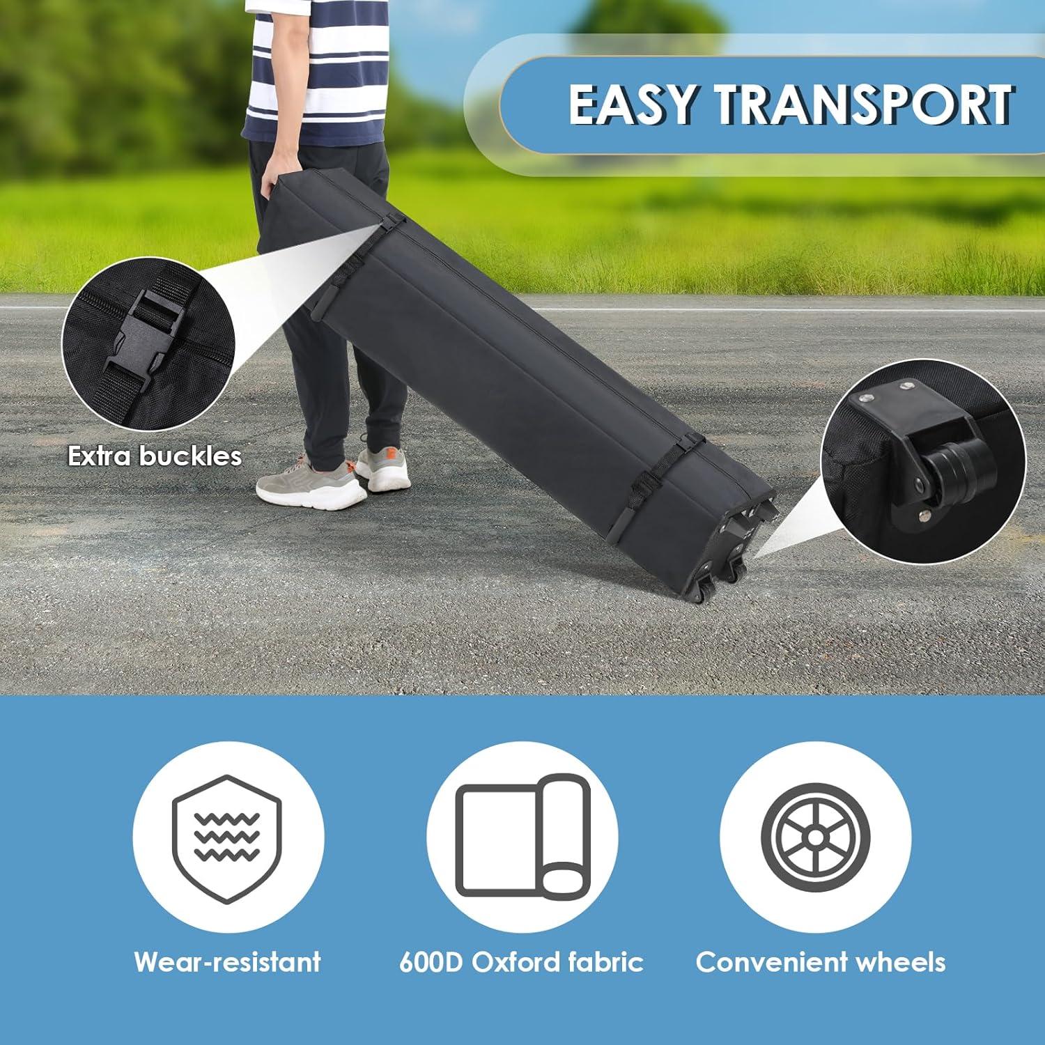 Arlopu 10x10FT Pop Up Canopy, Ez Up Commercial Instant Canopy Tent, Outdoor Portable Gazebo with 4 Sidewalls, 600D Cloth Wheeled Bag, Party Canopies Market Event Tent, for Wedding/Patio (Black)