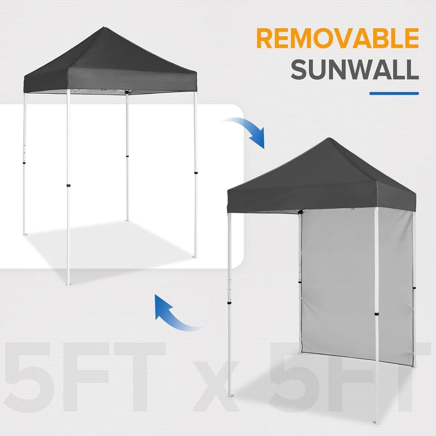 Carpa Plegable EAGLE PEAK 150x150 cm Gris con Pared Solar