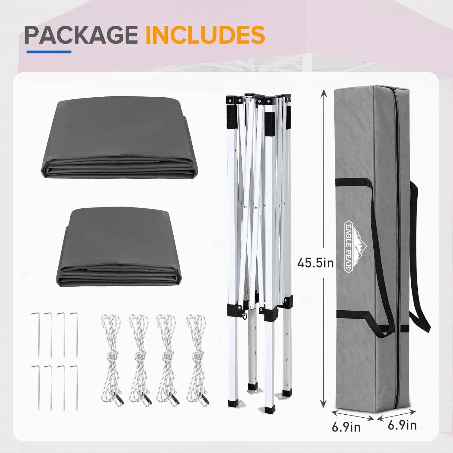 Carpa Plegable EAGLE PEAK 150x150 cm Gris con Pared Solar