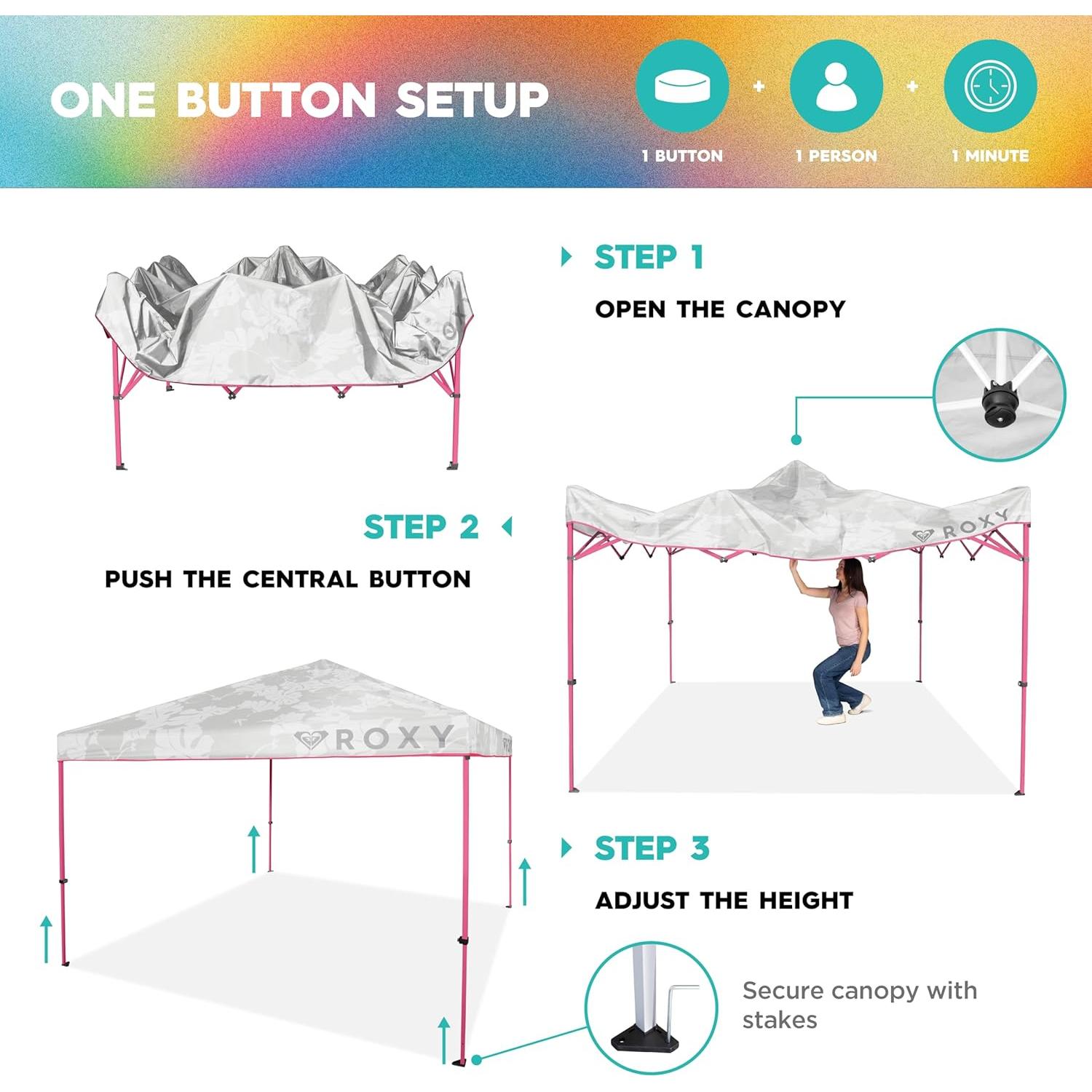 Carpa Plegable Roxy 10x10 Rosa Fucsia - Protección UV 50+