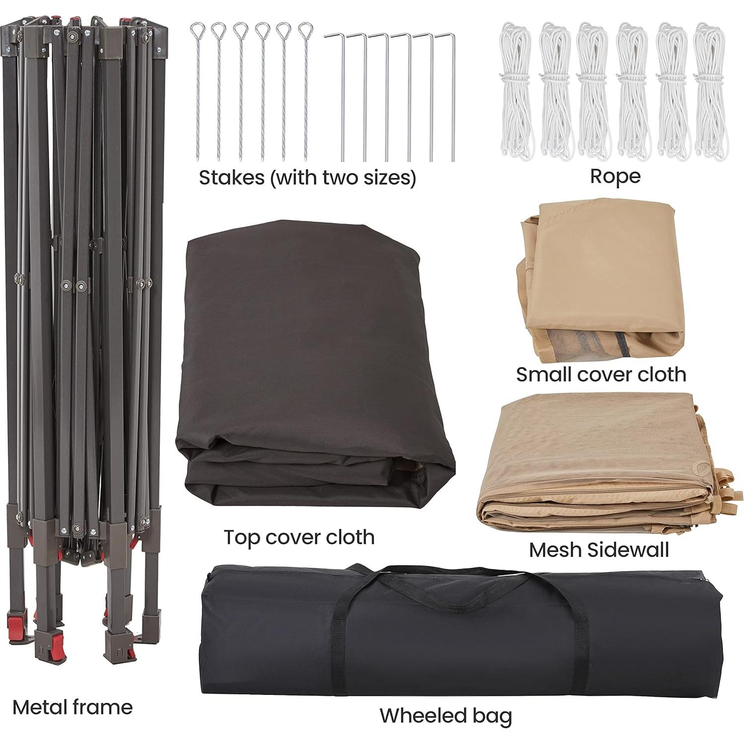 Gazebo Plegable Hexagonal Topeakmart 3.96x3.35m con Mosquitera