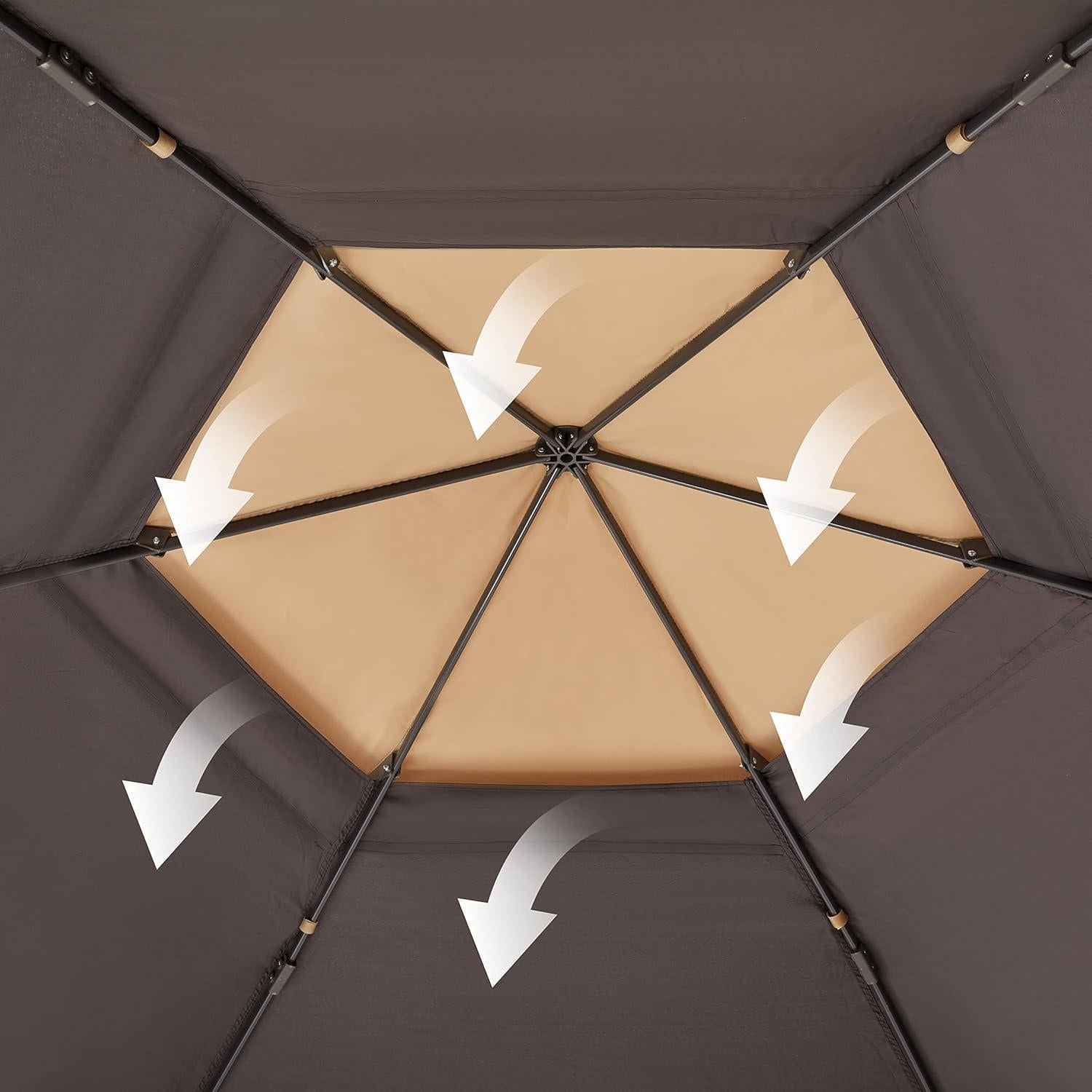 Gazebo Plegable Hexagonal Topeakmart 3.96x3.35m con Mosquitera