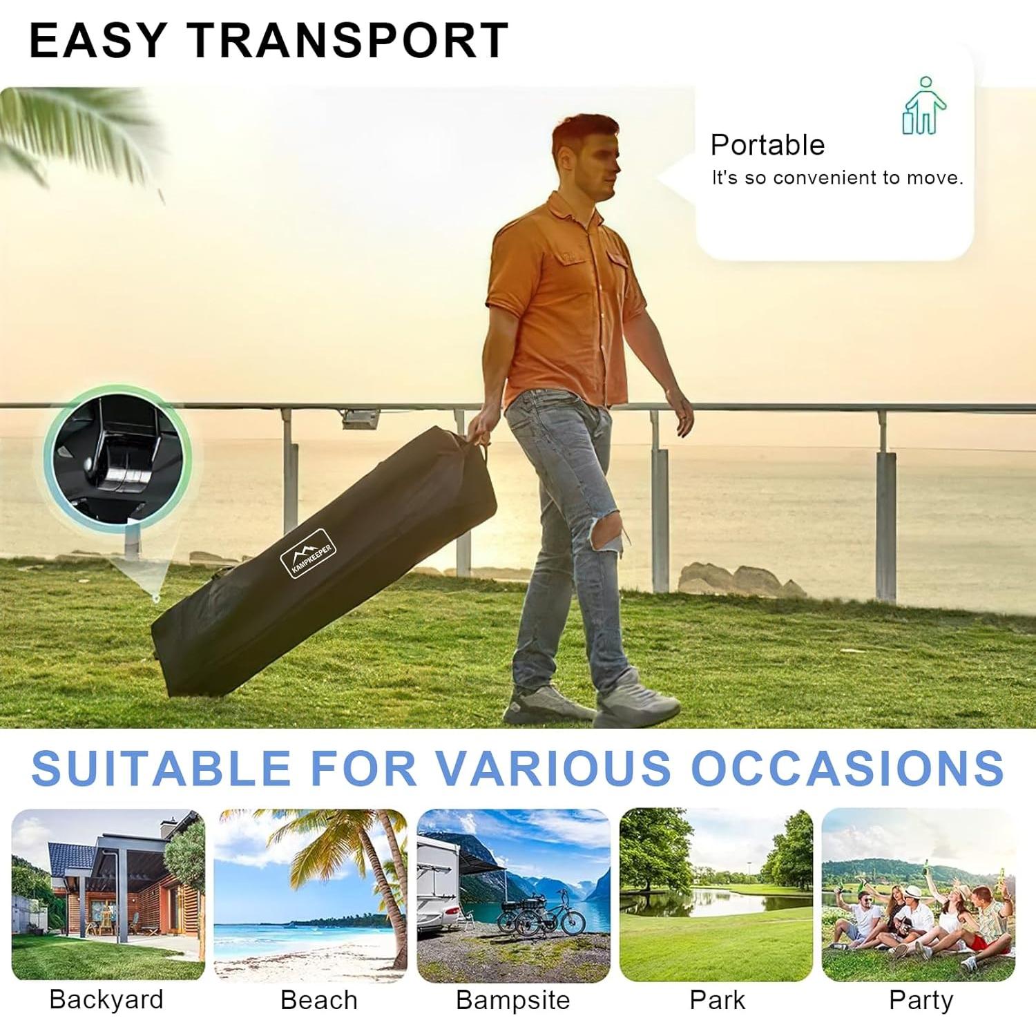 Carpa Plegable KAMPKEEPER 3x3m con 2 Paredes Laterales