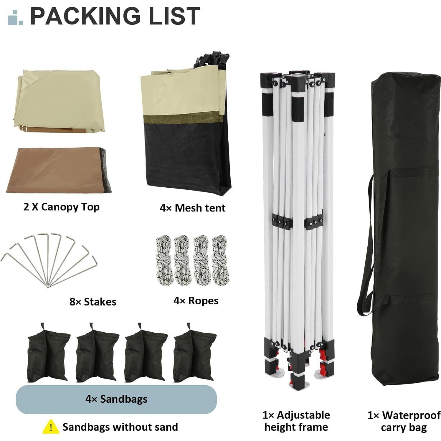 Gazebo Plegable COBIZI 12x12m con Mosquitera y Bolsa de Transporte