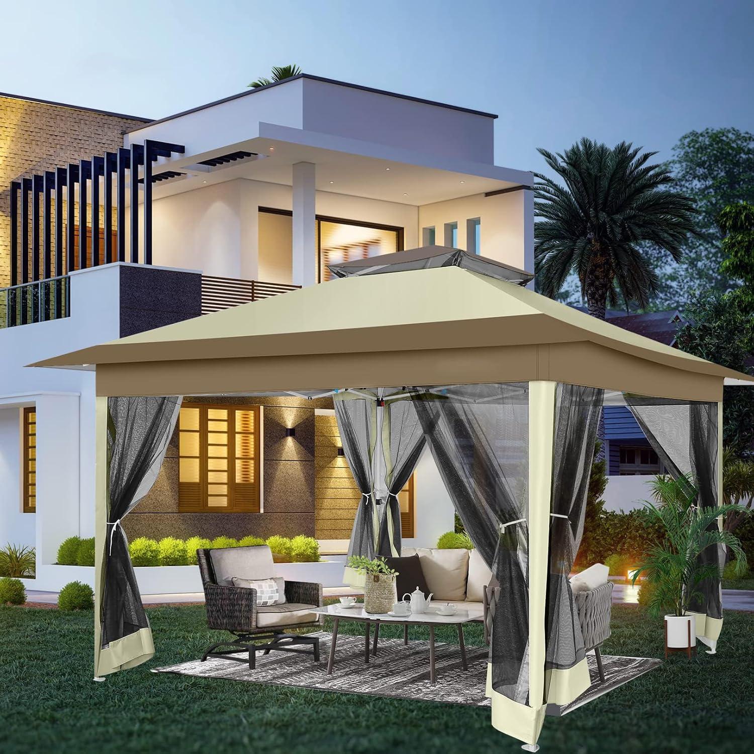 Gazebo Plegable COBIZI 12x12m con Mosquitera y Bolsa de Transporte