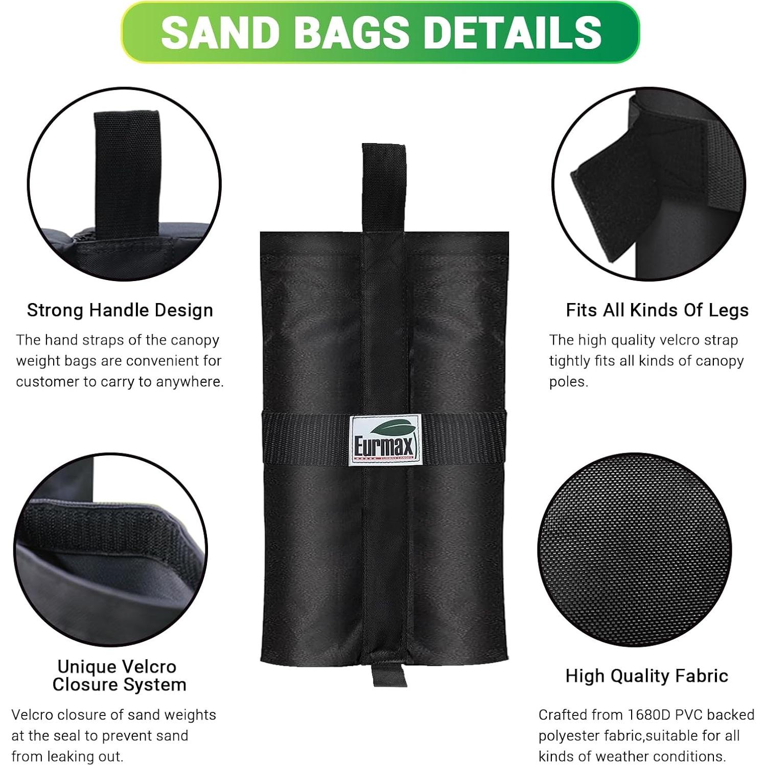 Bolsas de peso para toldo Eurmax Negro - Juego de 4, 13.6-15.9 kg