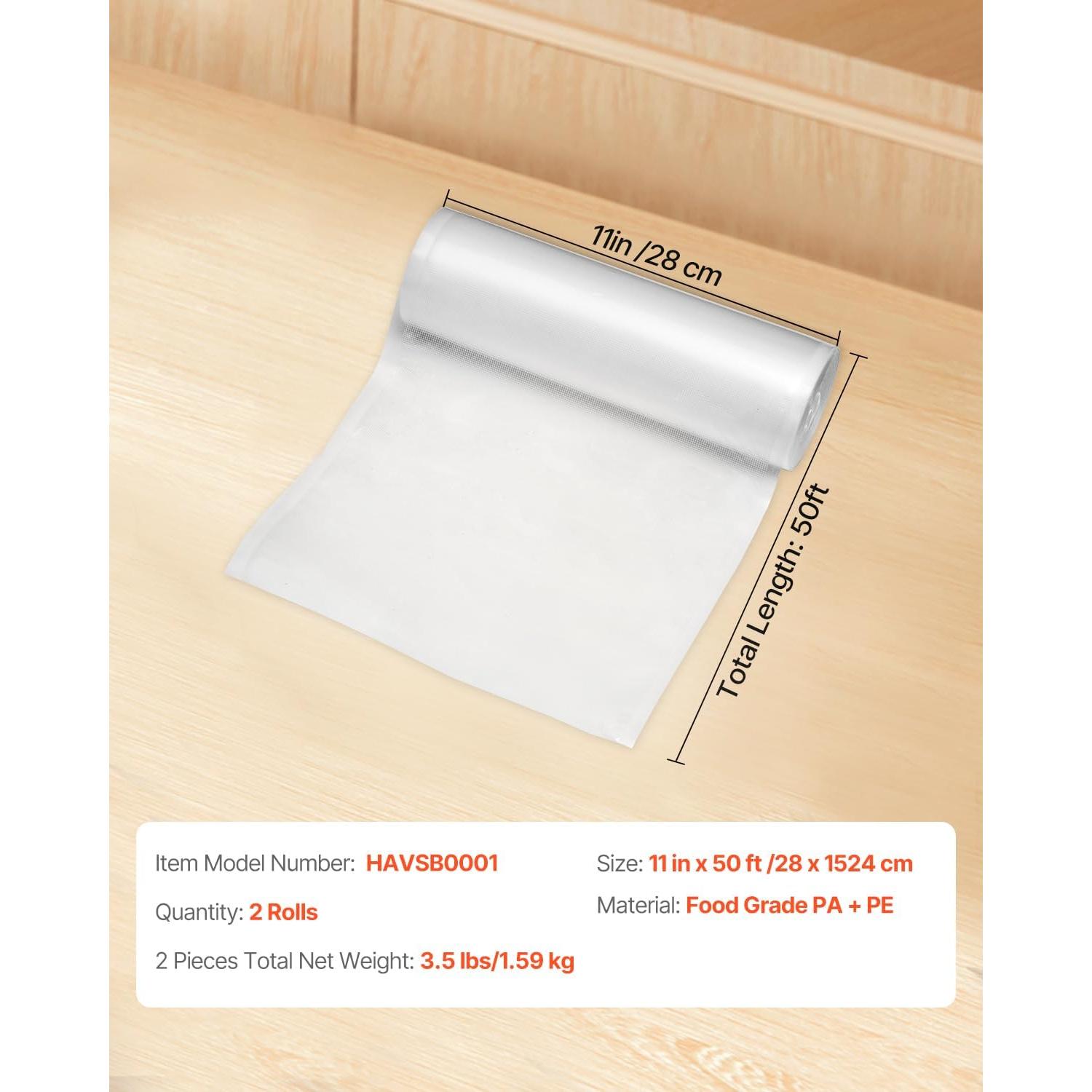 Bolsas de Sellado al Vacío VEVOR 2 Rollos 27.94 cm x 15.24 m