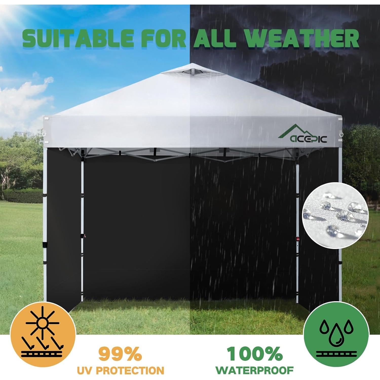 Paredes Laterales Acepic para Carpa Plegable 10x10, 3 Piezas