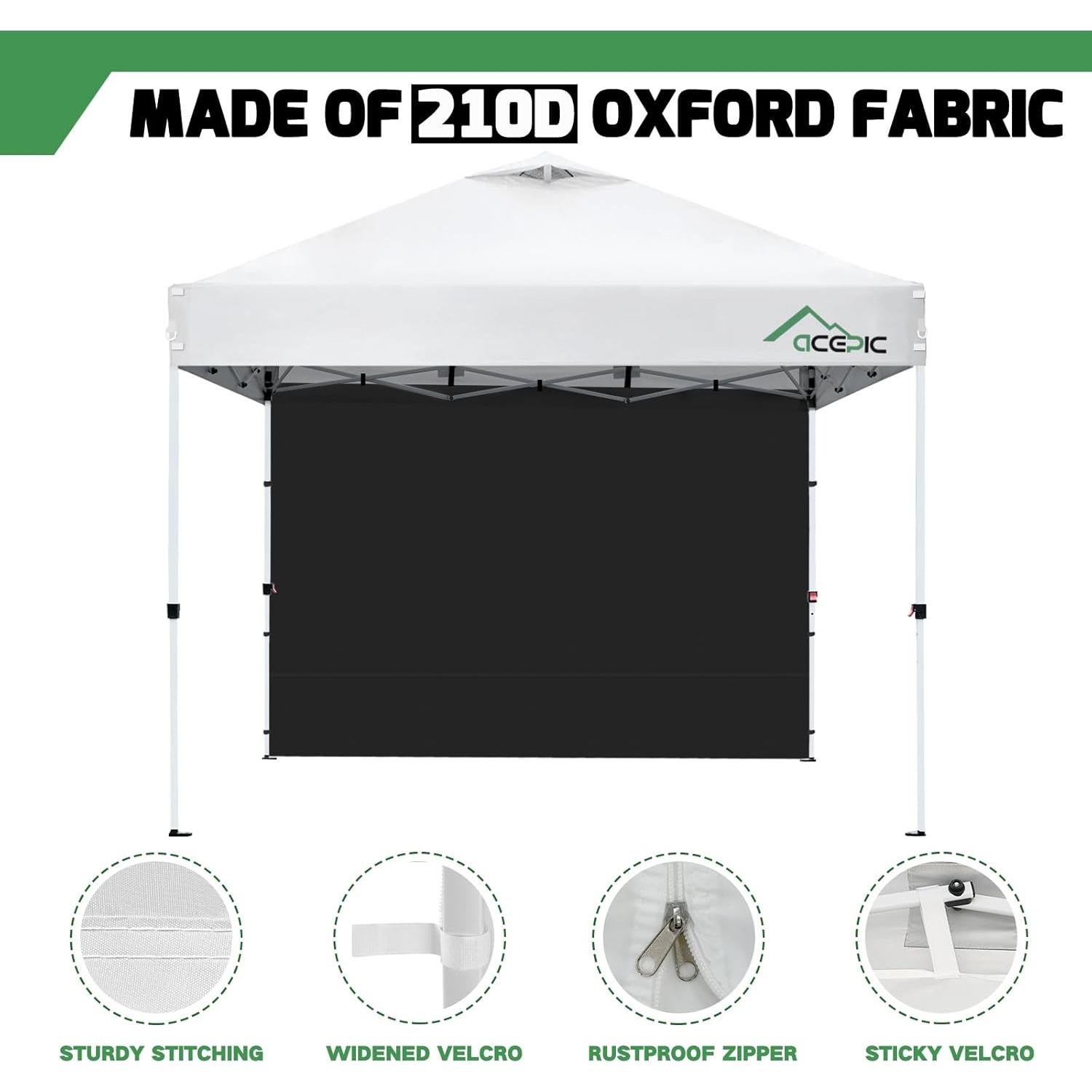 Paredes Laterales Acepic para Carpa Plegable 10x10, 3 Piezas