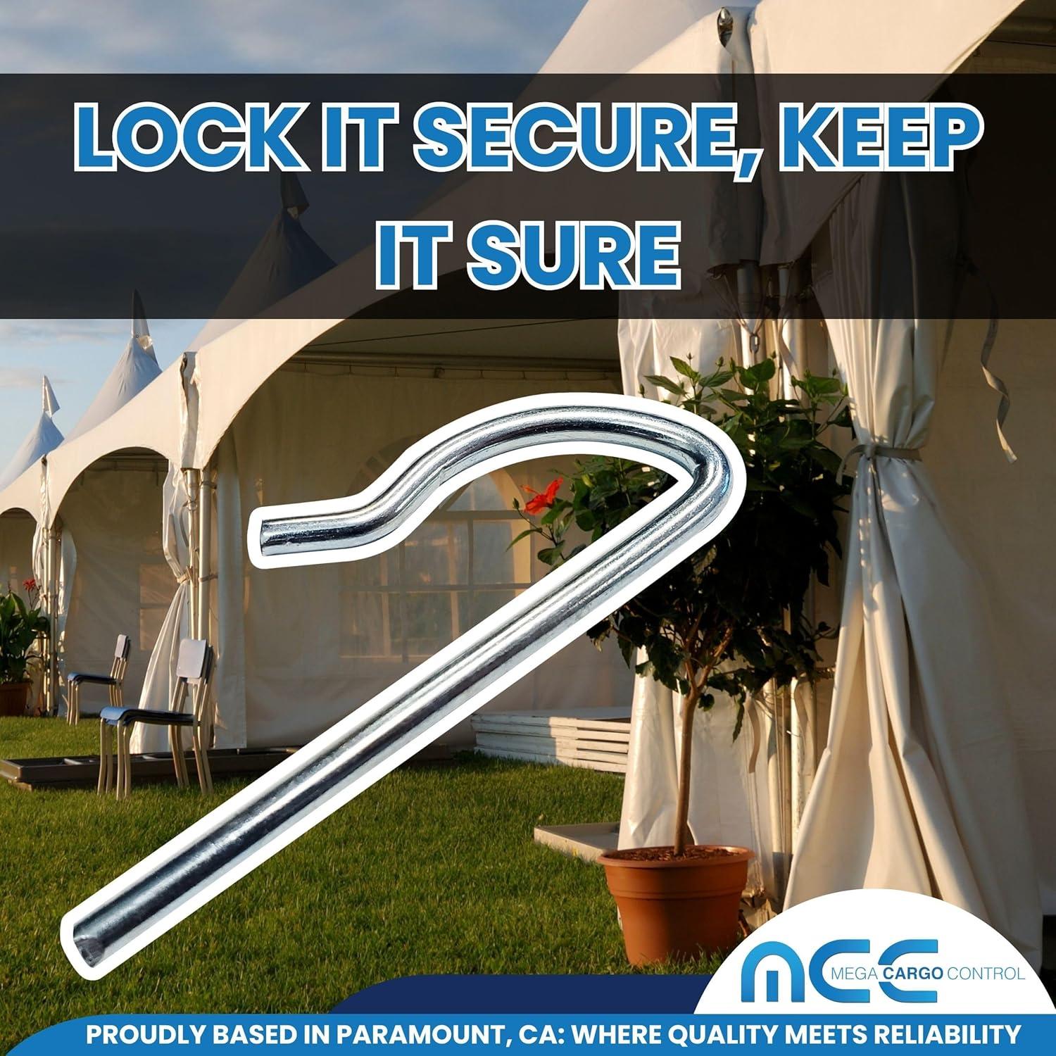 Mega Cargo Control 50 Pcs, 3" Commercial Grade R-Pin Anchors - Zinc Plated Pins for Canopy, Frame Tents, Outdoor Camping, Summer Events