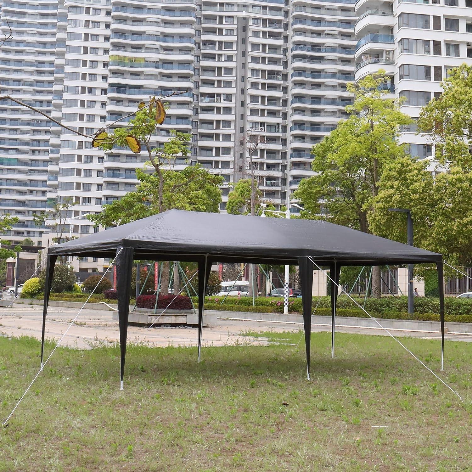 Carpa de Fiesta KEPOOMAN 10x20ft Negra Impermeable con Paredes
