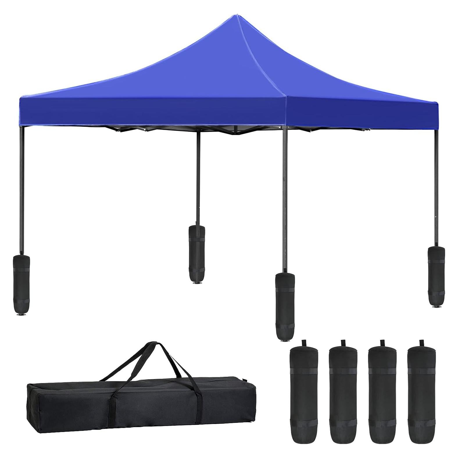 Pop Up Canopy Tent,10x10 Pop Up Canopy, 420D Oxford Waterproof Silver Coating Canopy Tent 10x10 for Sun Shade Wedding Instant Air Exhibits or Outdoor Events with Dressed Legs and Carring Bag,Blue
