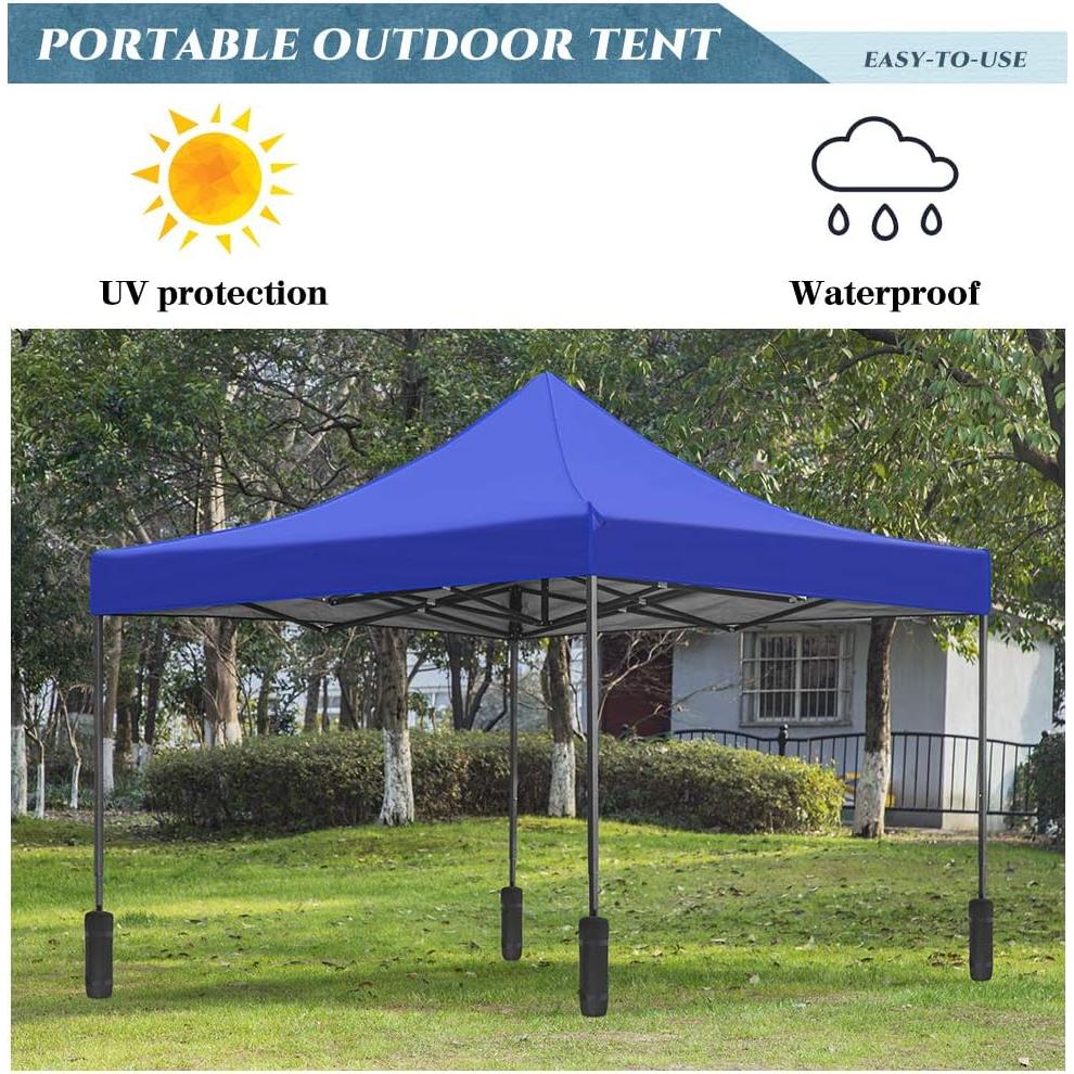 Pop Up Canopy Tent,10x10 Pop Up Canopy, 420D Oxford Waterproof Silver Coating Canopy Tent 10x10 for Sun Shade Wedding Instant Air Exhibits or Outdoor Events with Dressed Legs and Carring Bag,Blue