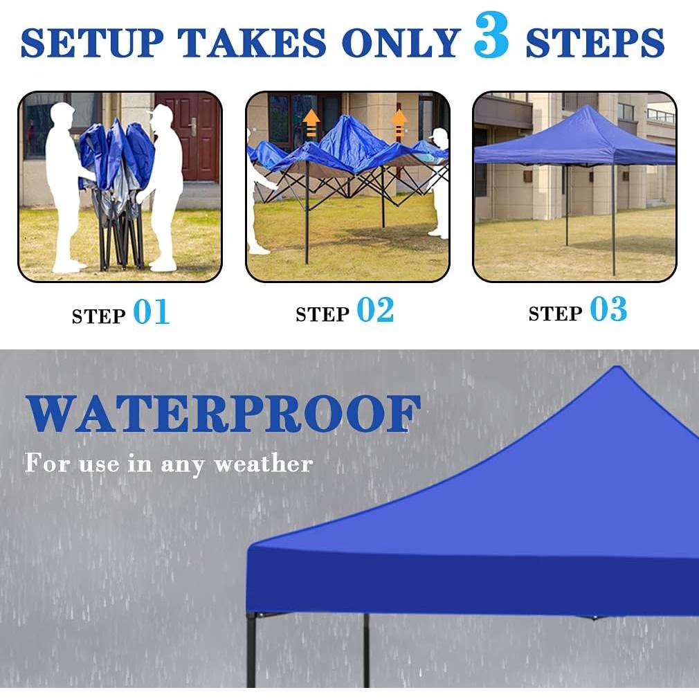 Pop Up Canopy Tent,10x10 Pop Up Canopy, 420D Oxford Waterproof Silver Coating Canopy Tent 10x10 for Sun Shade Wedding Instant Air Exhibits or Outdoor Events with Dressed Legs and Carring Bag,Blue